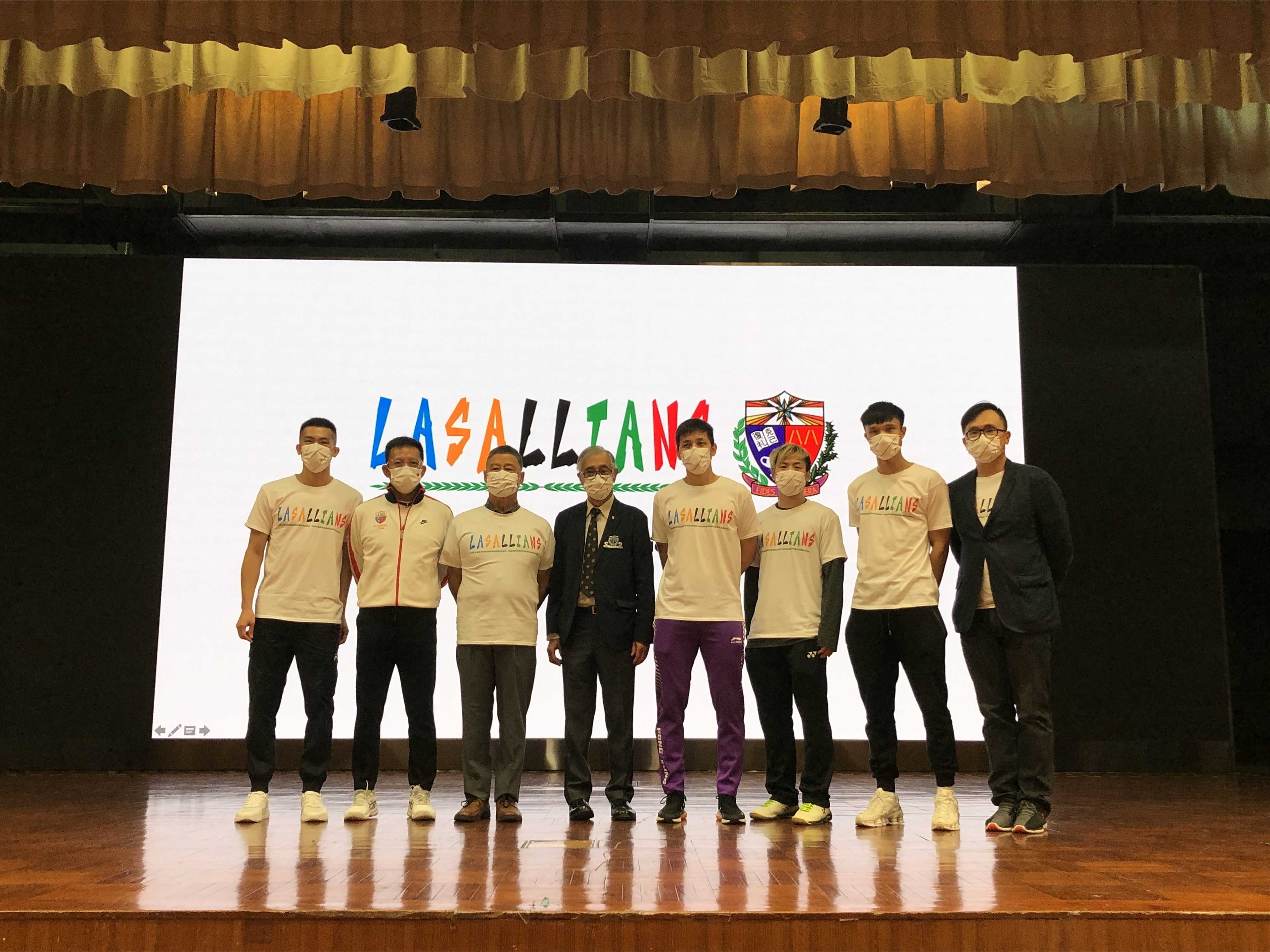 Ryan Choi and Lam Siu-hang, who competed in the most recent Olympics in fencing and table tennis respectively, as well as local badminton players Vincent Wong Wing-ki and Reginald Lee Chun-hei gathered at La Salle College to share their experiences as pro athletes. Photo: La Salle College