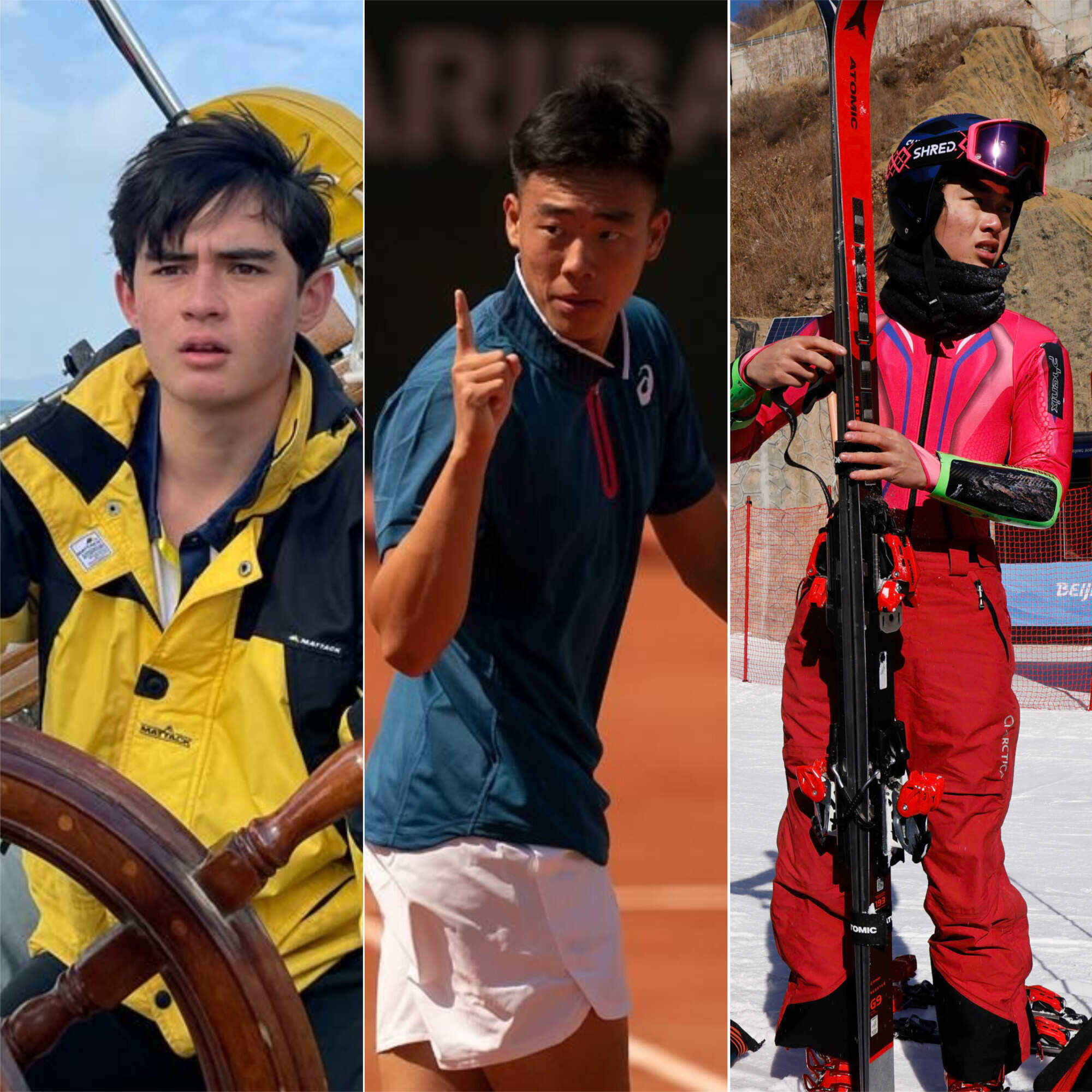(From left) Hong Kong sailor Russell Aylsworth, tennis player Coleman Wong Chak-lam, and alpine skier Adrian Yung Hau-tsuen will study at the University of Hong Kong as part of its Top Athletes Direct Admission Scheme. Photo: Handouts