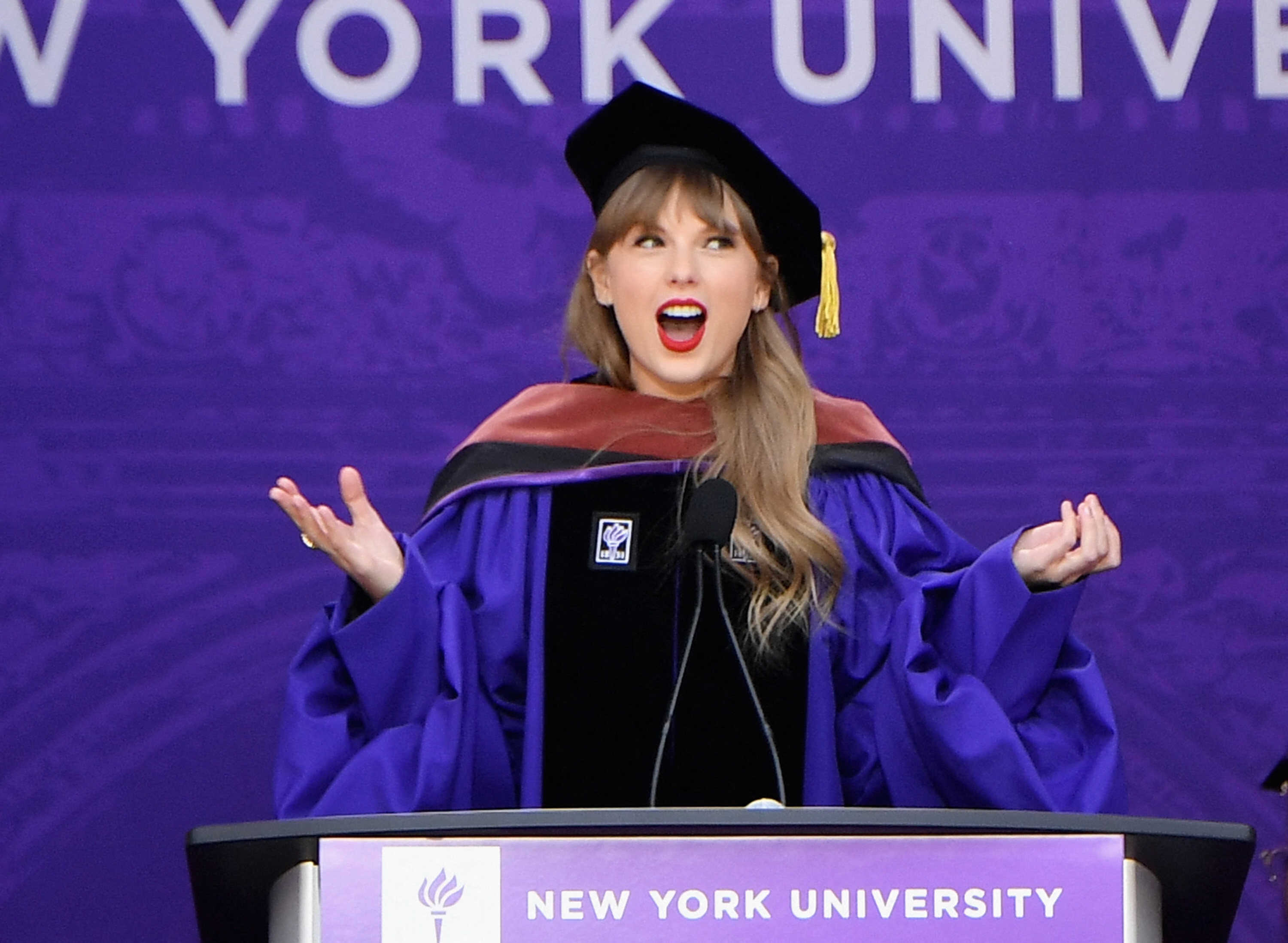 taylor swift graduation dress Taylor Swift wears first cap and gown at NYU graduation