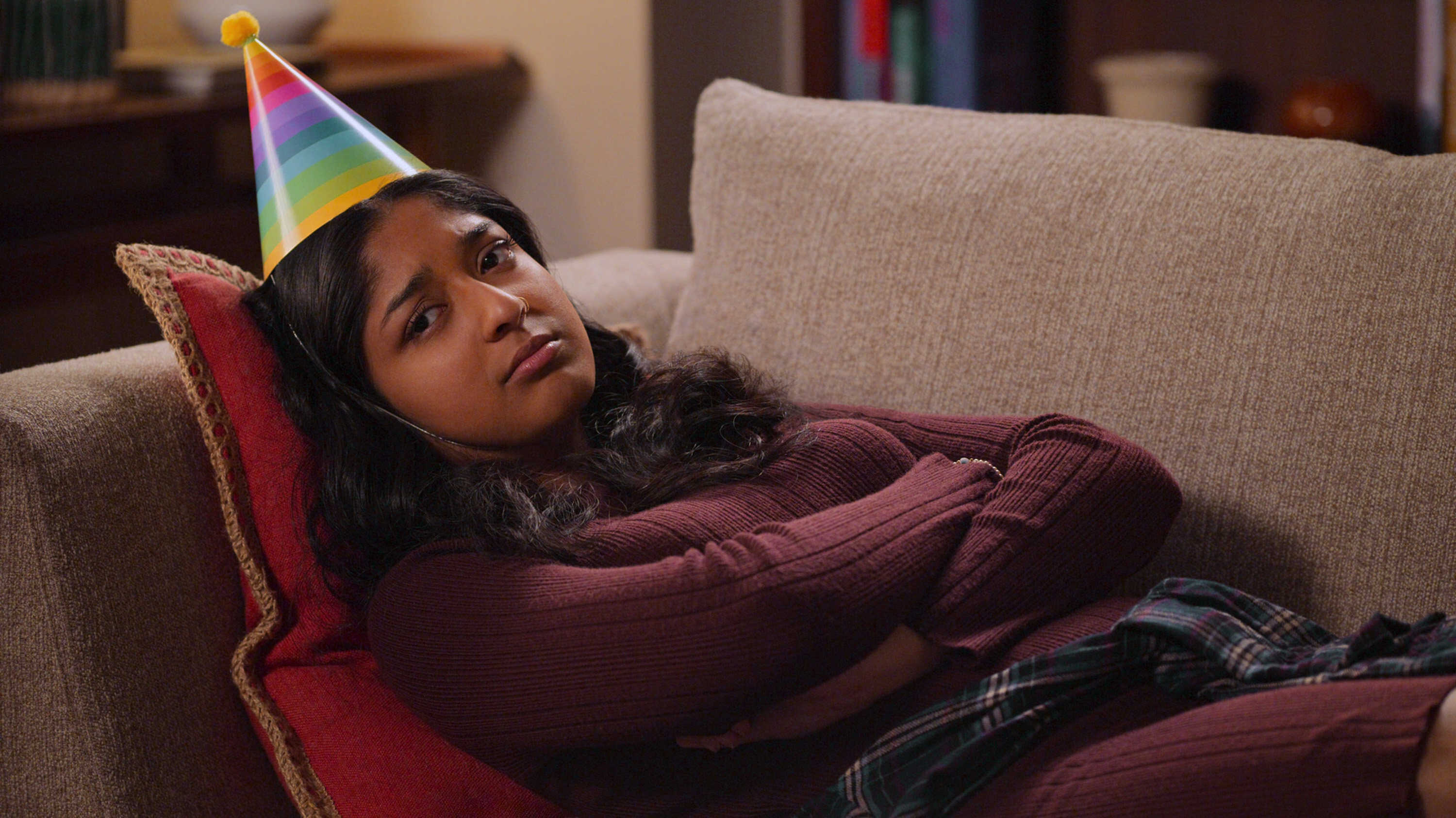Maitreyi Ramakrishnan plays Devi in “Never Have I Ever”. Photo: Netflix/TNS