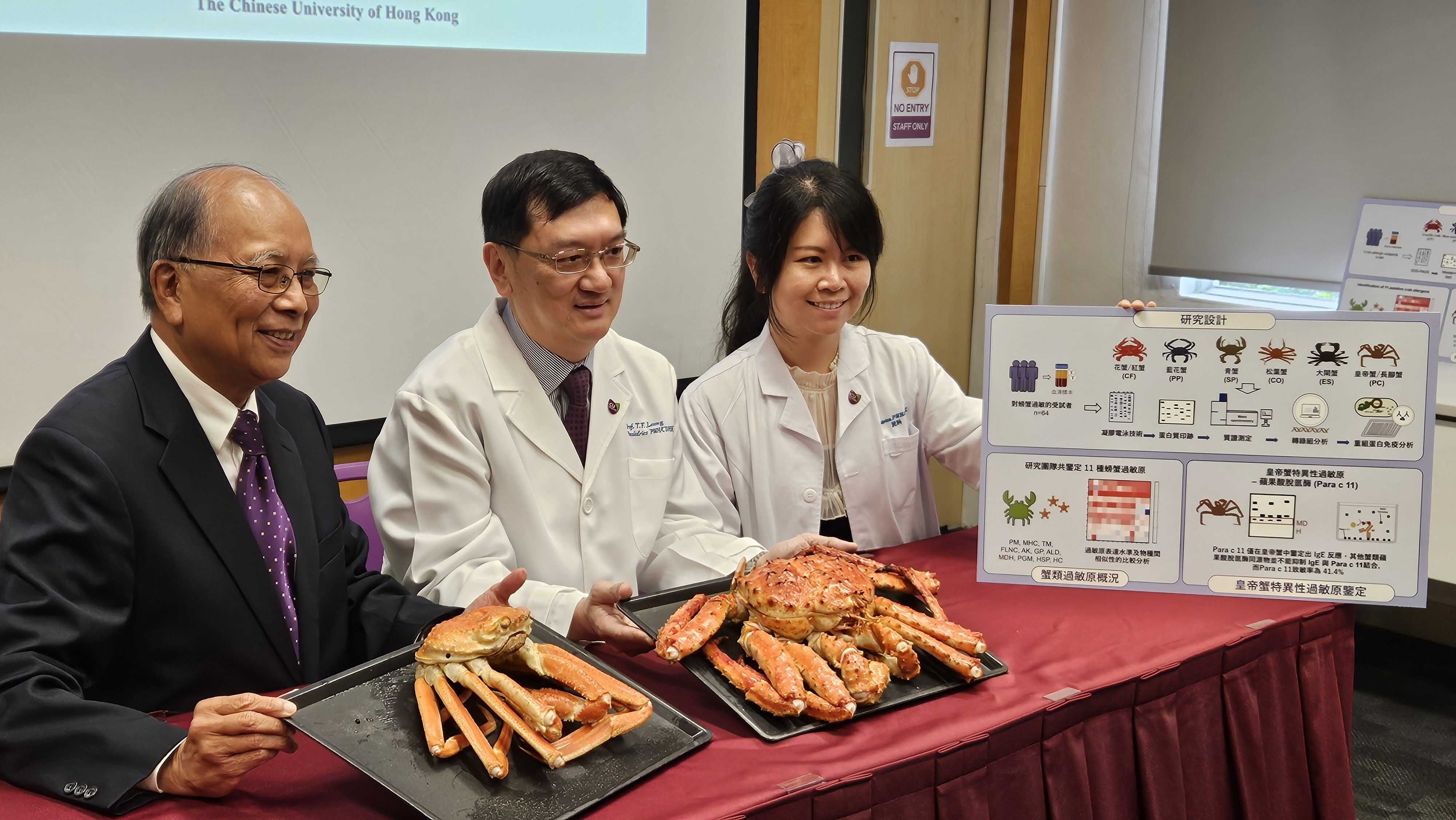 (From left) Professor Chu Ka-hou (left), Professor Leung Ting-fan and Dr Christine Wai frpm Chinese University of Hong Kong explain the team’s findings. Photo: Leopold Chen
