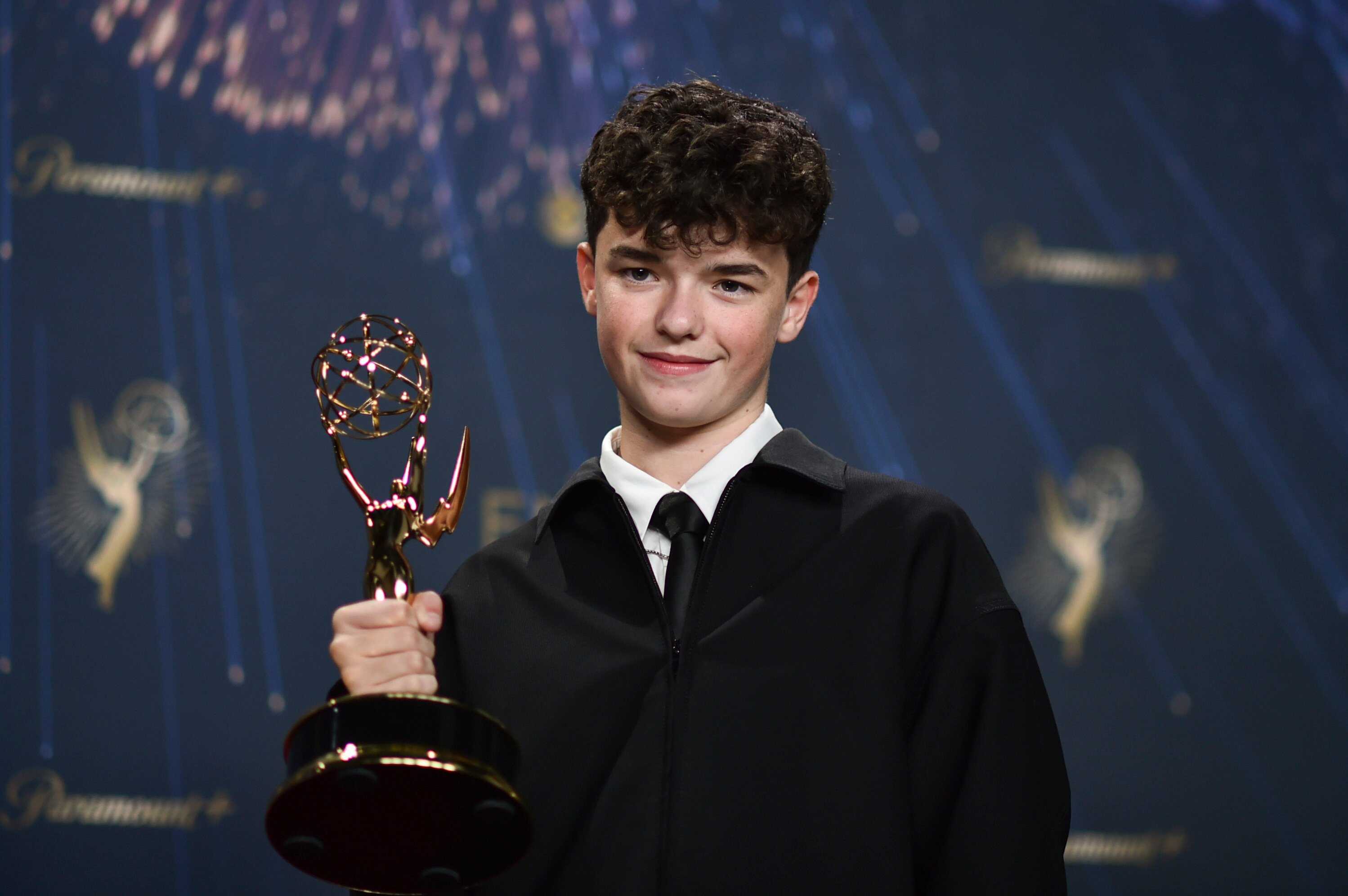 English teen actor Owen Cooper makes history as youngest actor to win an Emmy for “Adolescence”. Photo: AP