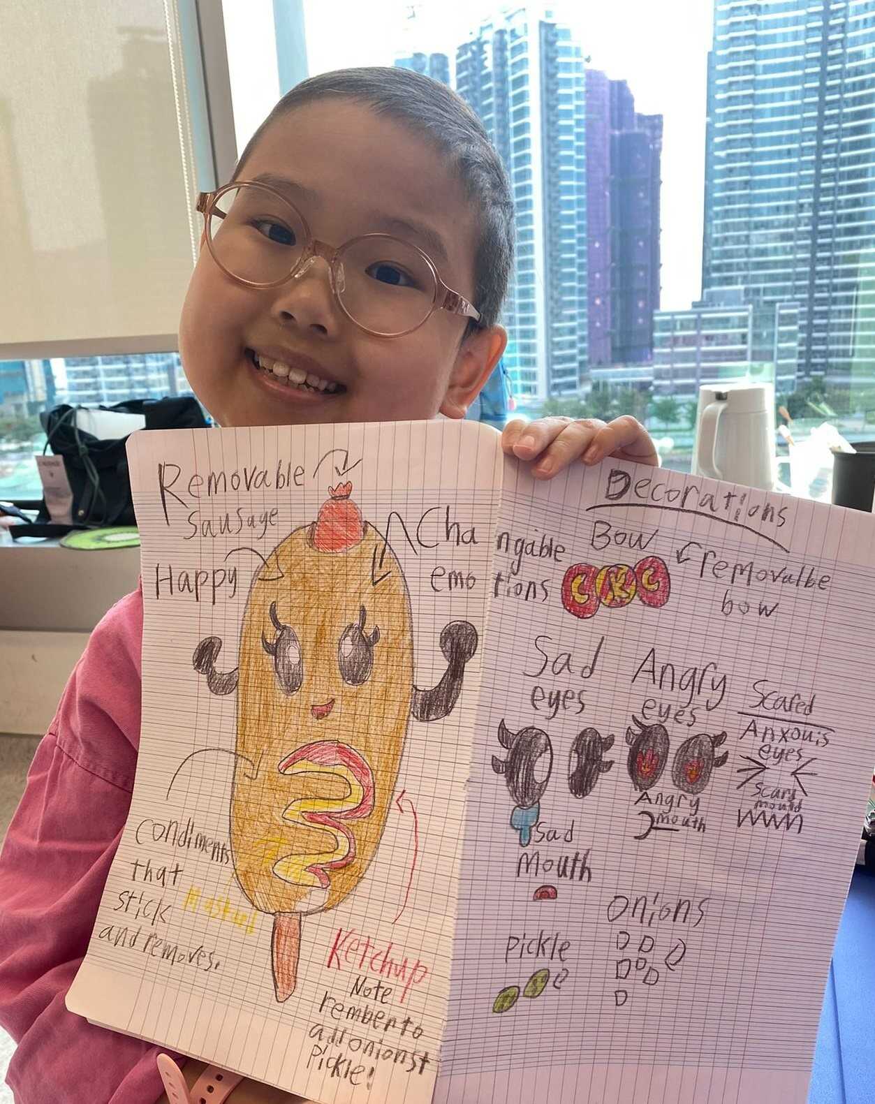 Sophie, a brave nine-year-old battling leukaemia, turns food cravings into charming artwork. Photo: Handout