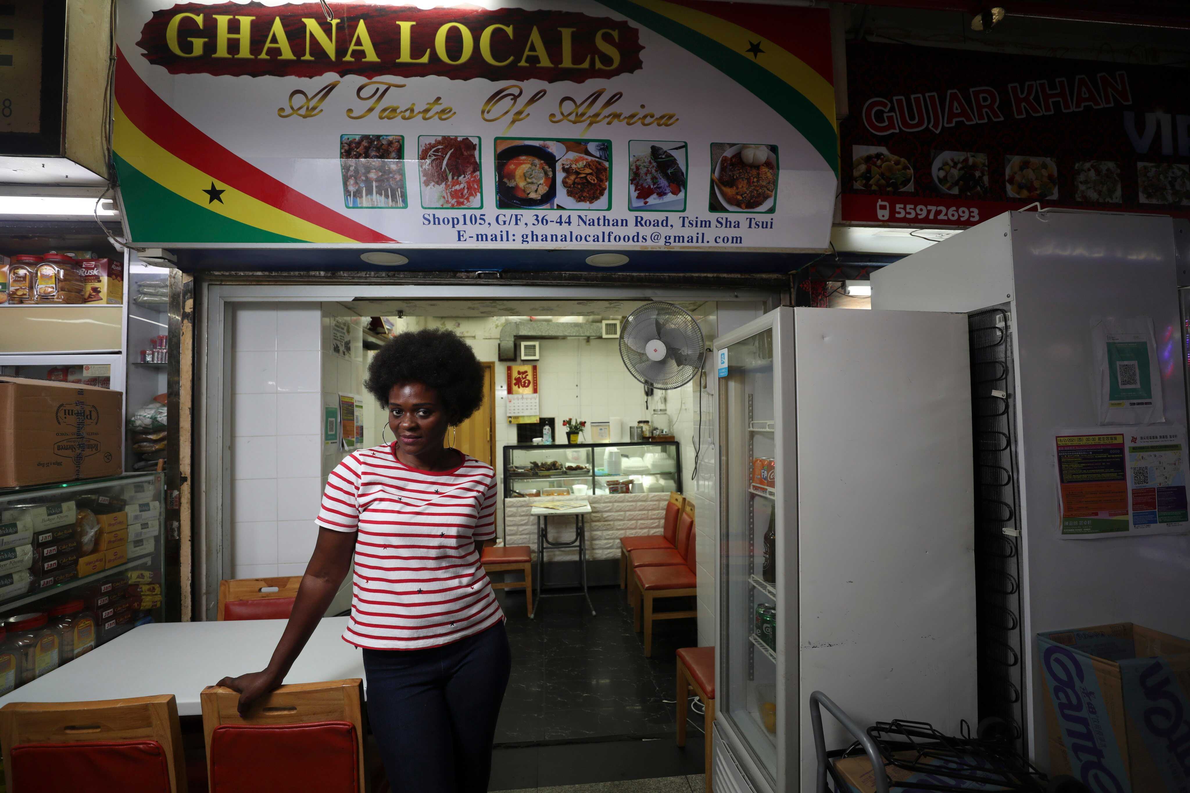 Tess Karl Buah is the owner of Ghana Locals at Chungking Mansions in Tsim Sha Tsui. Photo: Xiaomei Chen