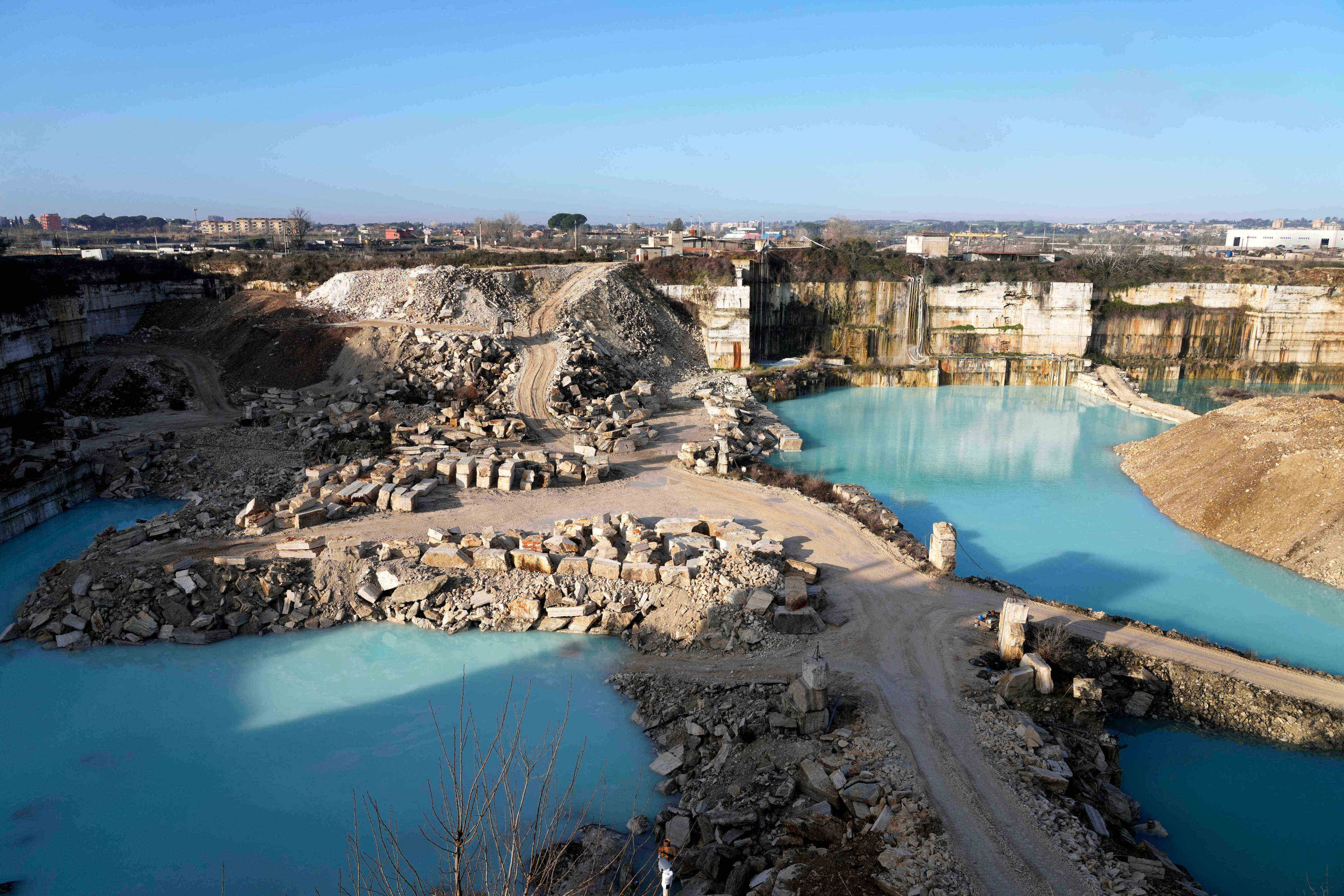 Roman travertine, quarried in Tivoli, continues to shape global architecture, from ancient temples to modern banks and homes. Photo: AP