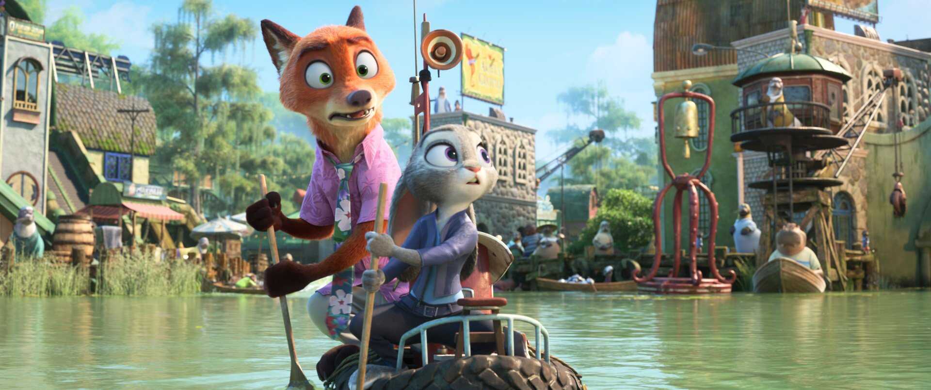 Nick Wilde (voiced by Jason Bateman) and Judy Hopps (voiced by Ginnifer Goodwin) in Walt Disney Animation Studios’ “Zootopia 2.” Photo: Disney