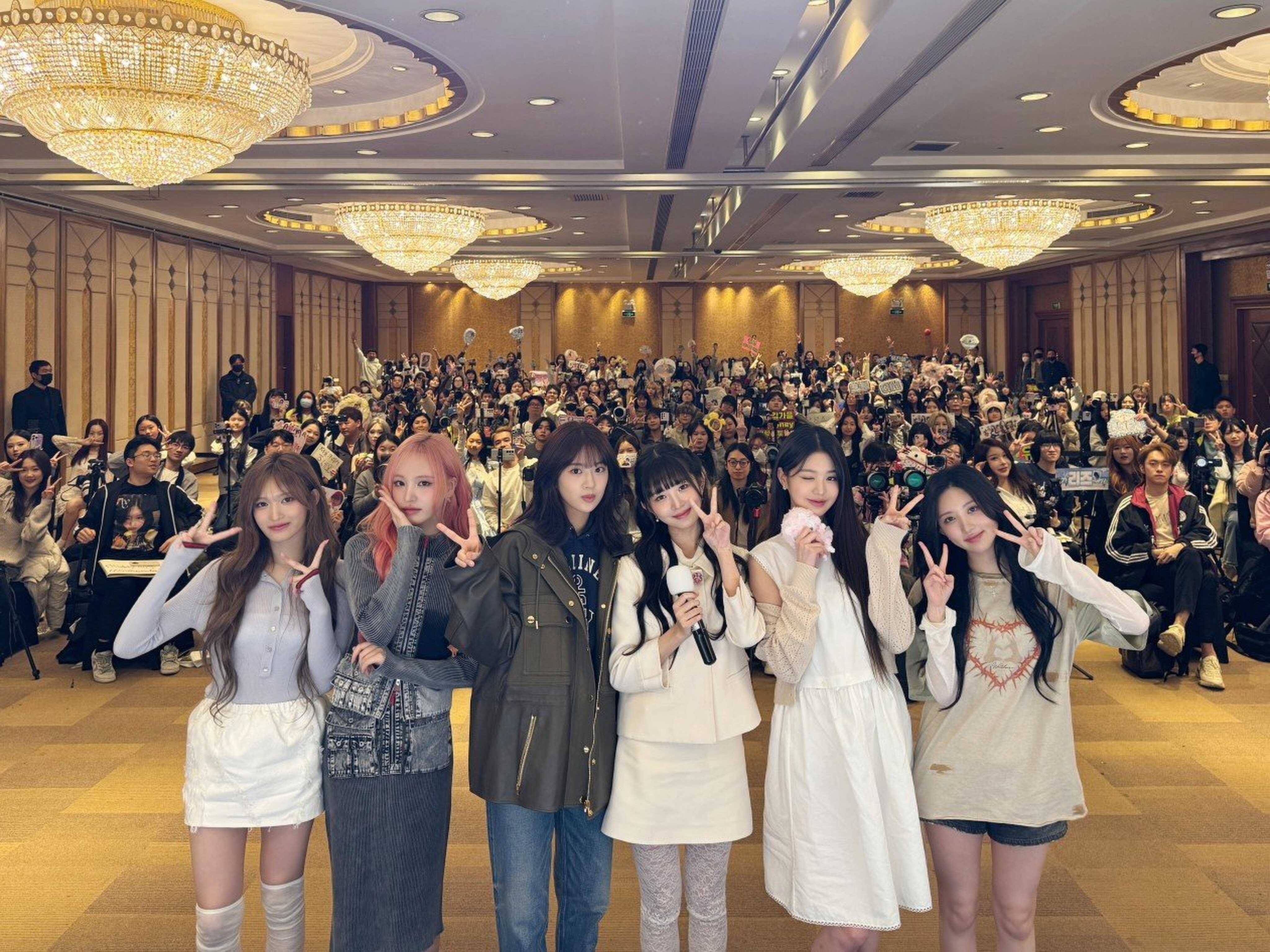 K-pop group Ive pictured at a fan event in Shanghai in March 2025. K-pop’s global rise has faced hurdles in China due to political tension, but fans have persevered. Photo: IVE