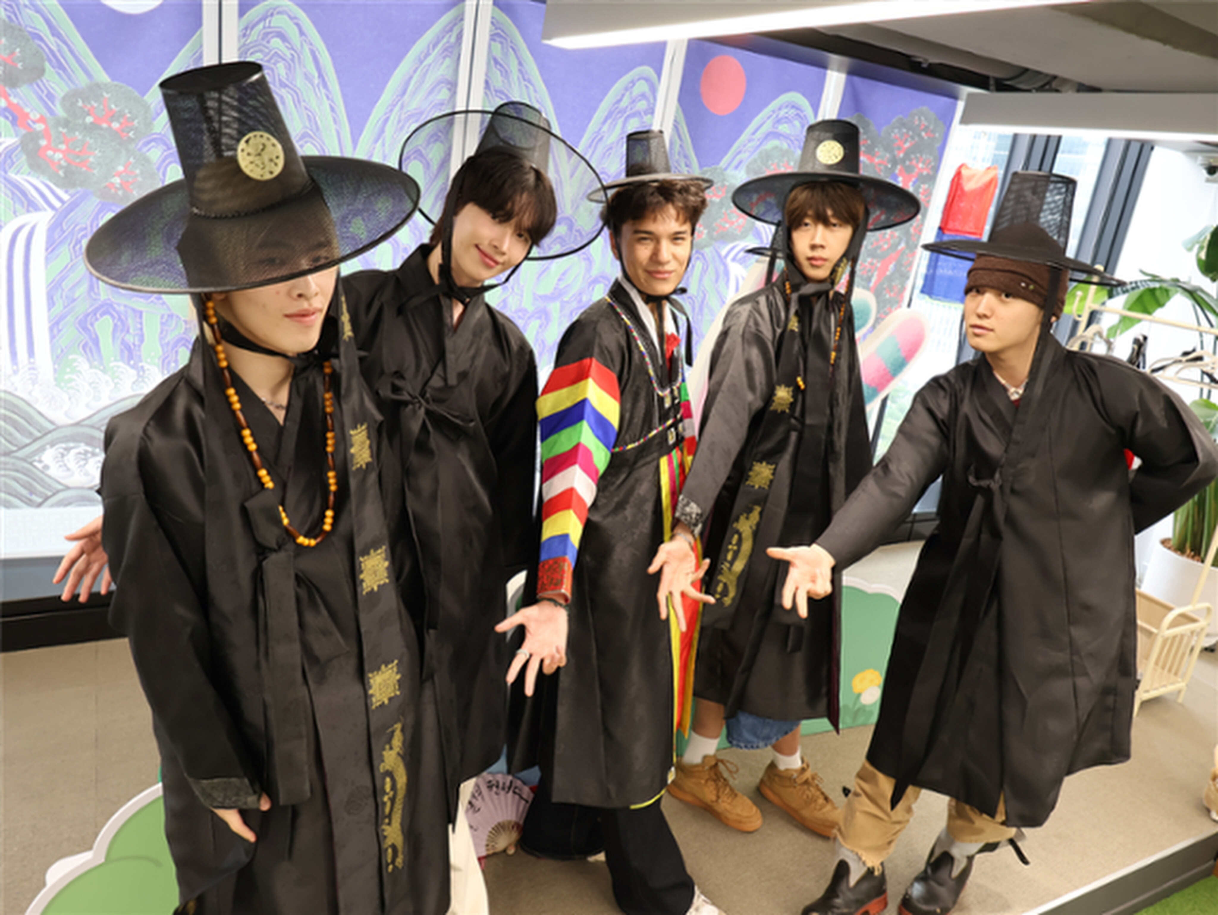 Tourists in Seoul pose in costumes from the Netflix animation KPop Demon Hunters. Photo: Seoul Metropolitan Government

