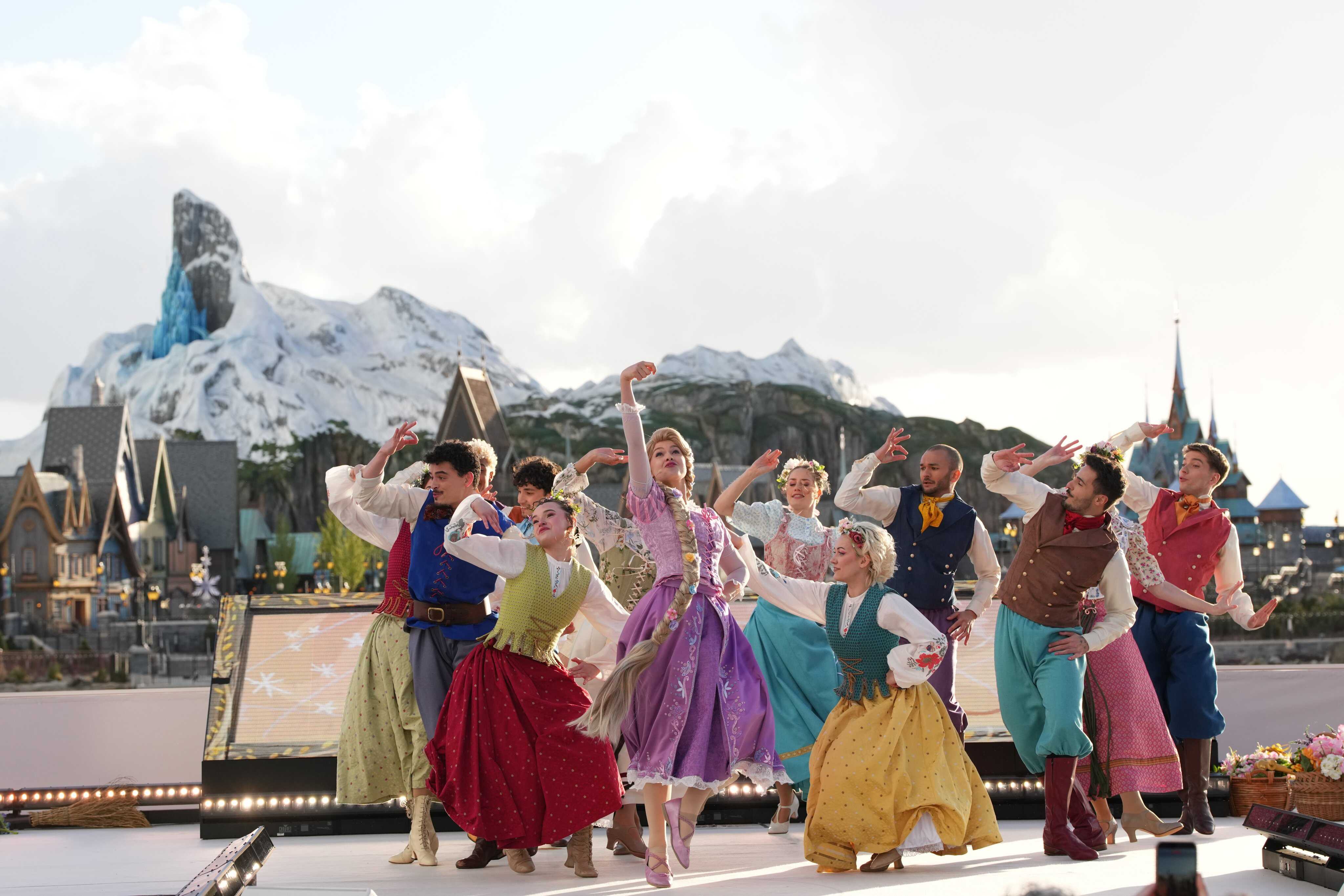 Dancers perform during the inauguration of Disney Adventure World and World of ‘Frozen’ at Disneyland Paris. Photo: AP