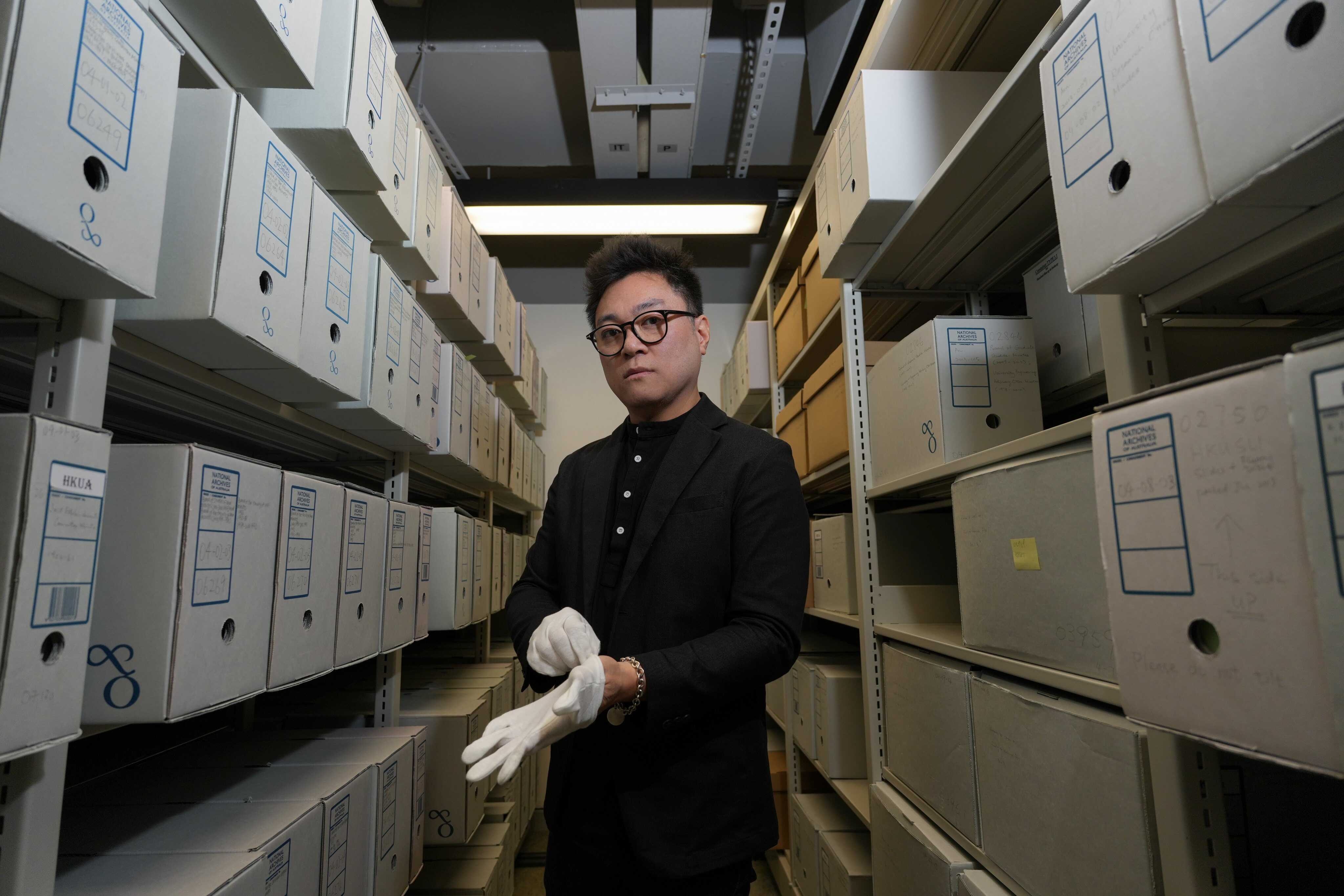 Garfield Lam, the University of Hong Kong’s head of archives, stands in the University Archives Room. Photo: Karma Lo