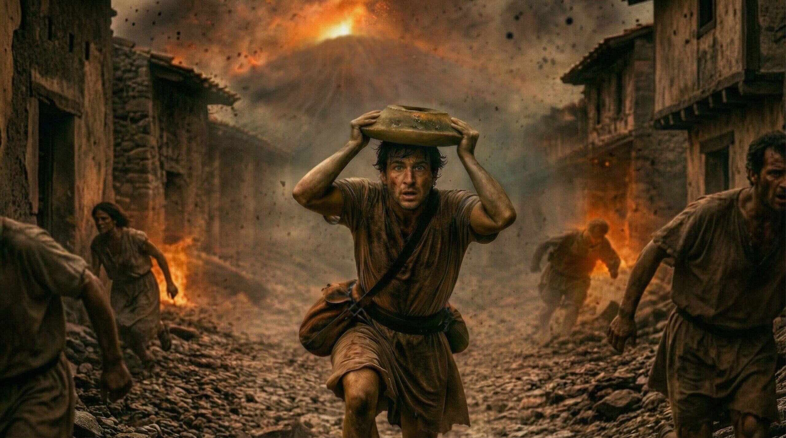 This image, generated by AI, recreates the face of a man who was likely shielding himself with a bowl when Mount Vesuvius erupted. Photo: dpa