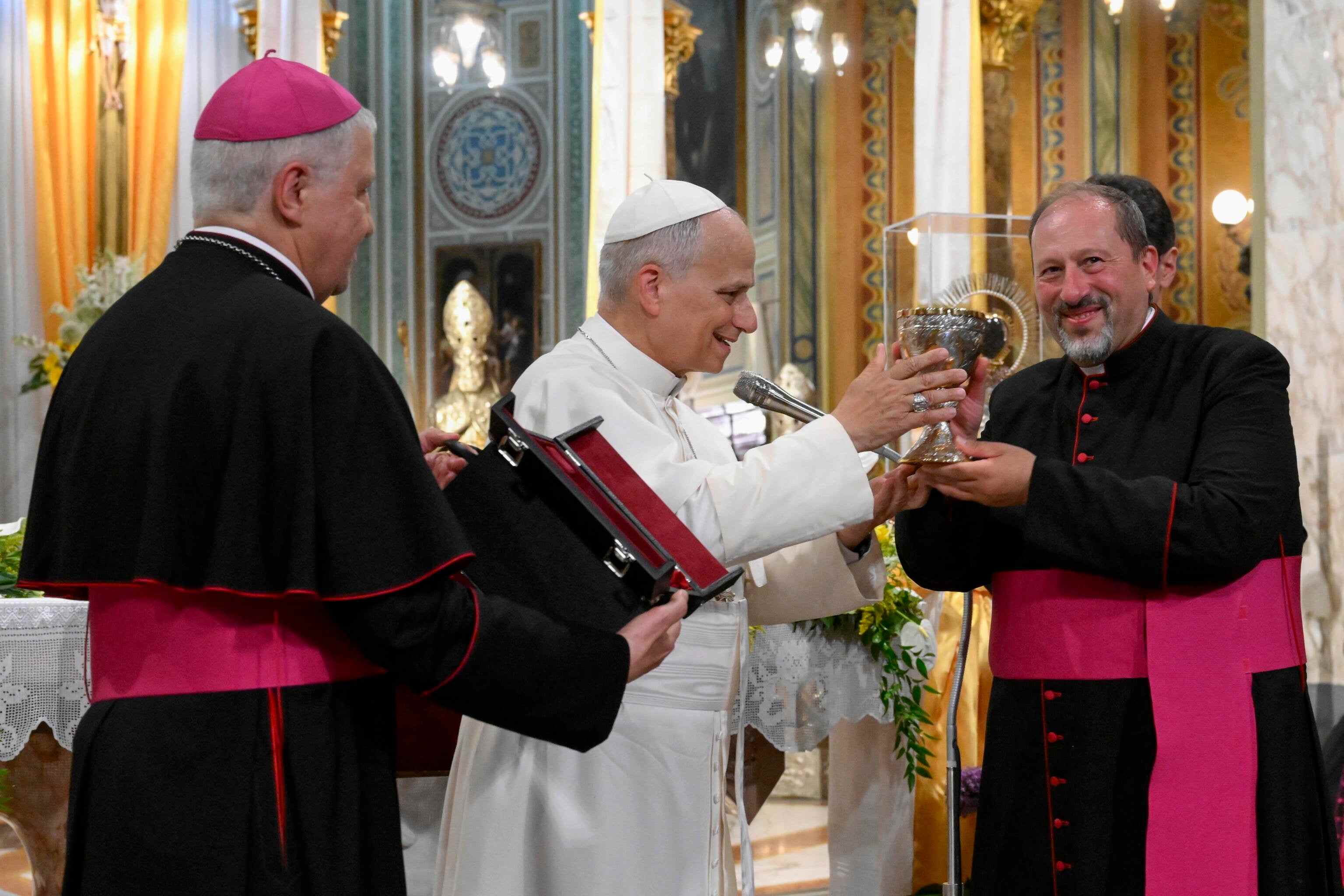 Pope Leo visits the parish of the first American saint, Mother Francesca Cabrini, in northern Italy. Photo: EPA/Vatican Media