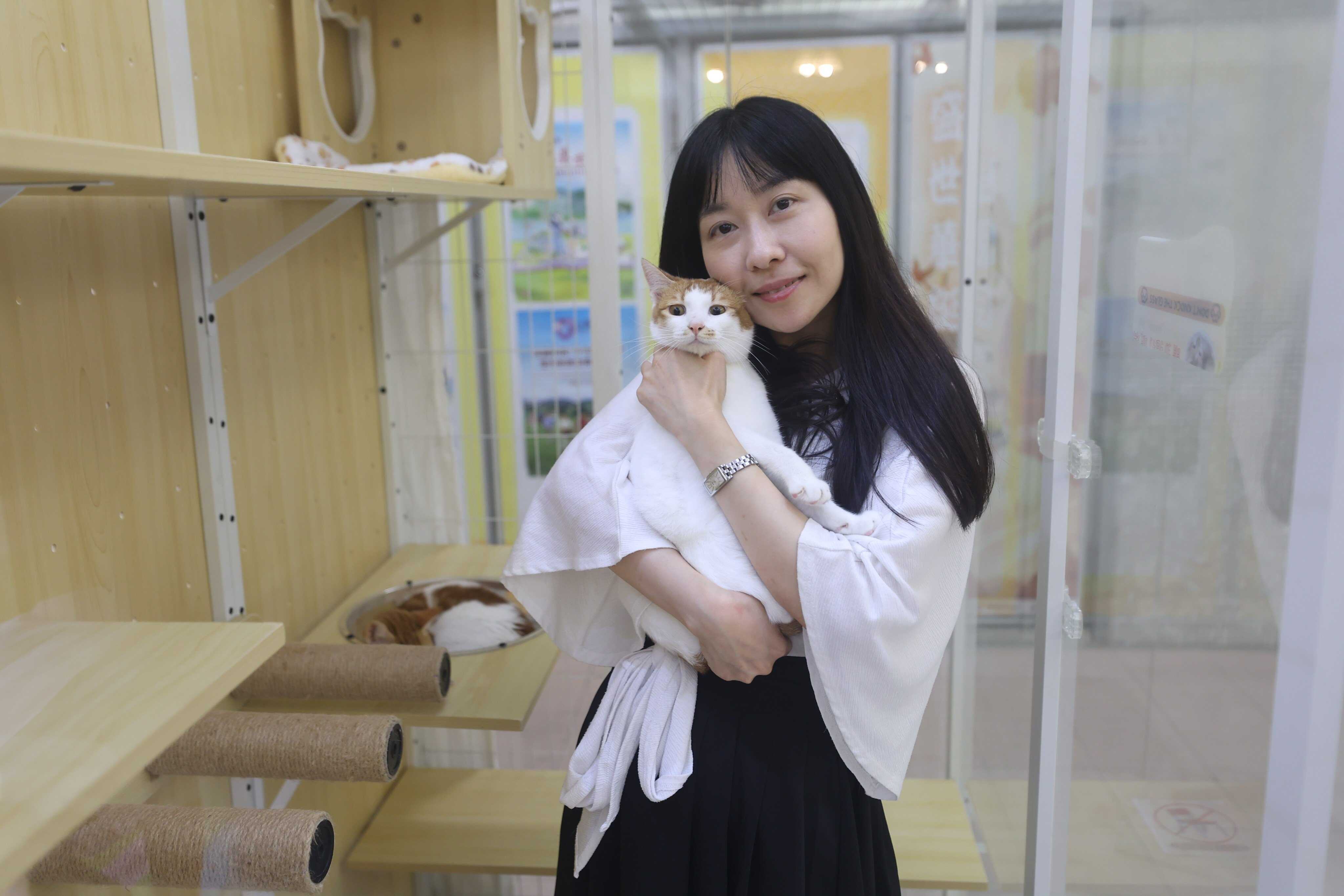 Yen Chan Yuen-yan is the teacher who started a cat cafe at the Yuen Yuen Institute MFBM Nei Ming Chan Lui Chung Tak Memorial College. Photo: Edmond So