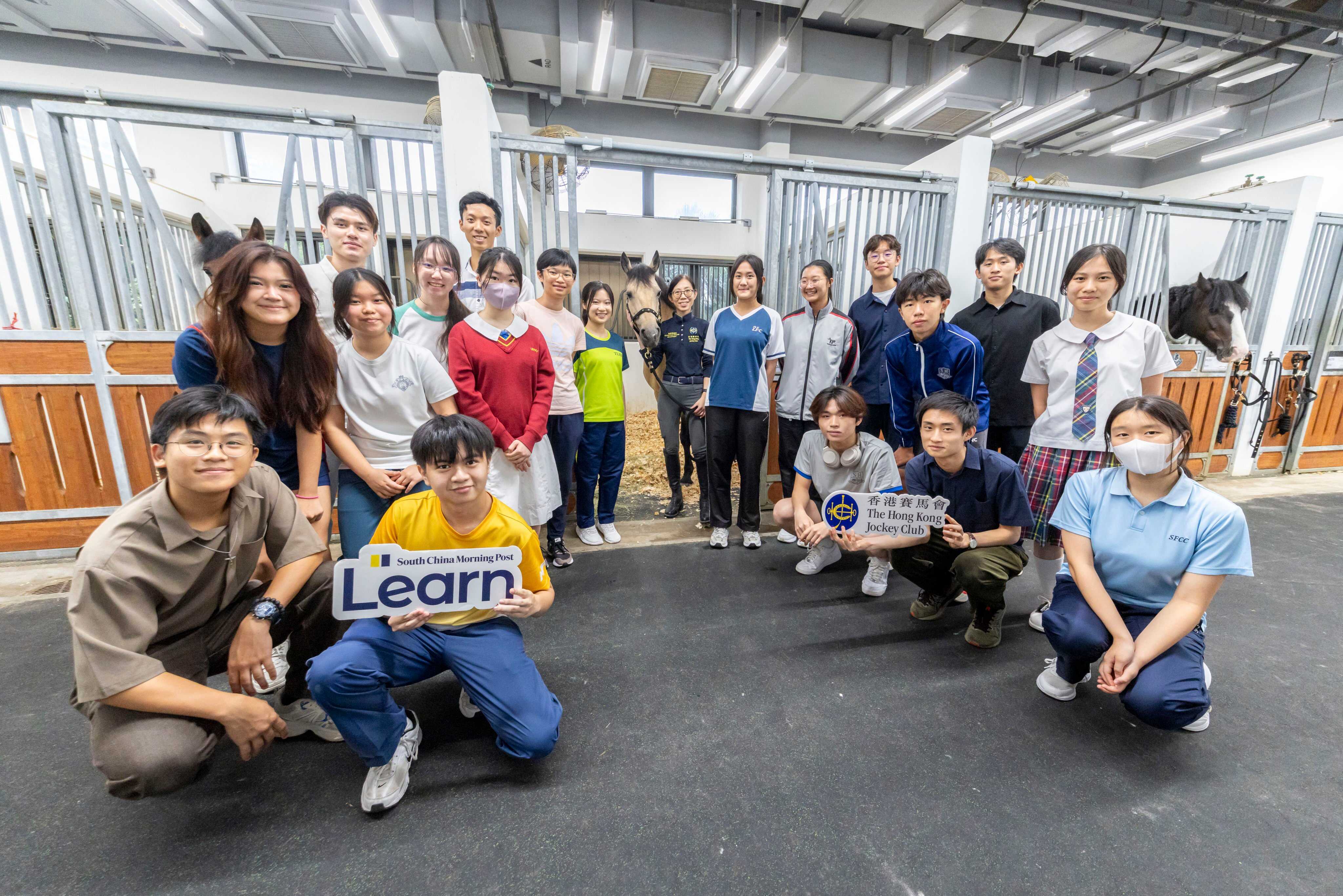 SOTY nominees and alumni explore the newly redeveloped HKJC Pokfulam Public Riding School – a memorable day of learning! Photo: Handout