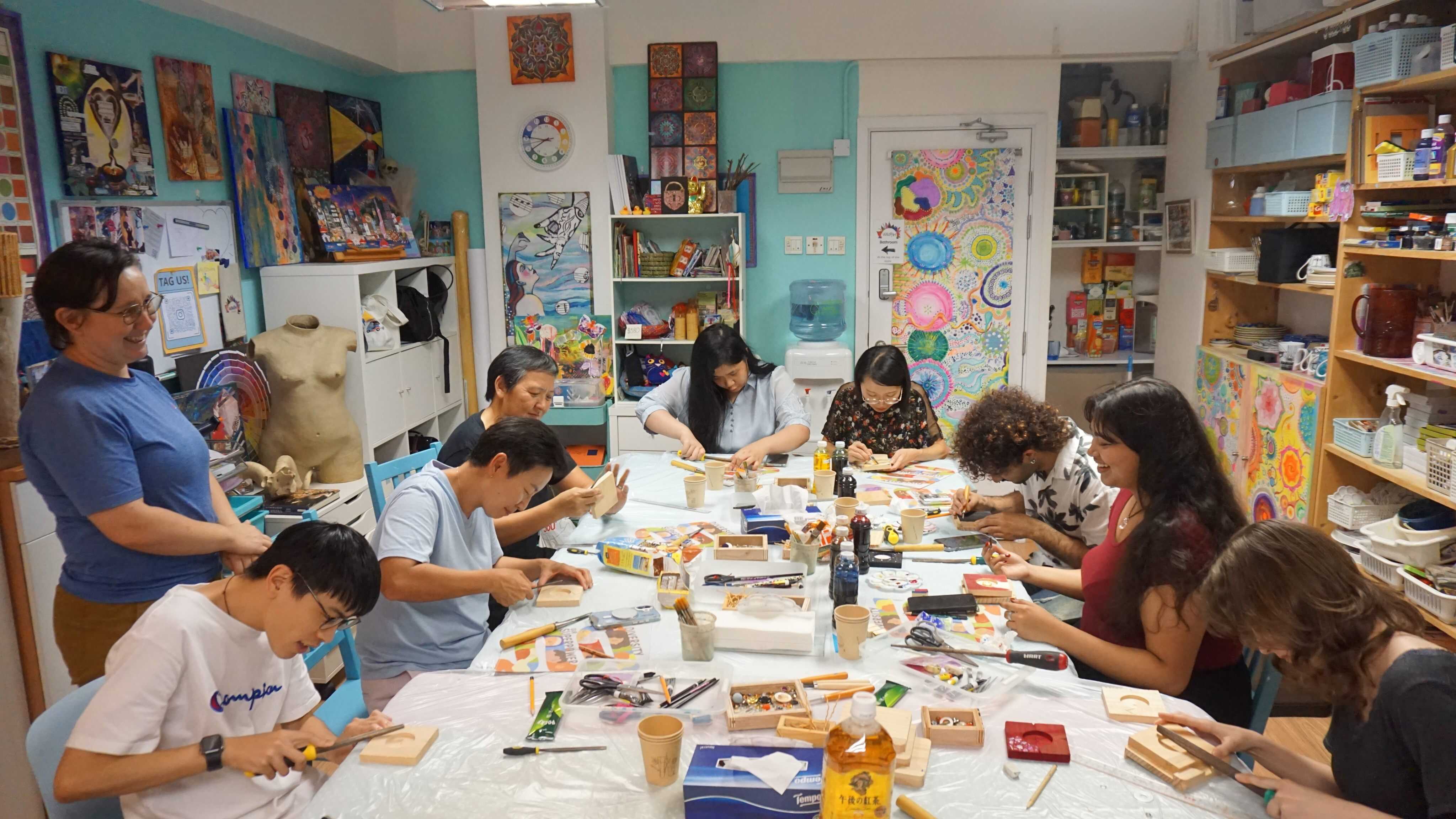 Every month, A Collective Space organises two sessions of “Crafts & Yaps”. The informal gatherings bring about 10 people together to chat while they woodwork. Photo: Handout