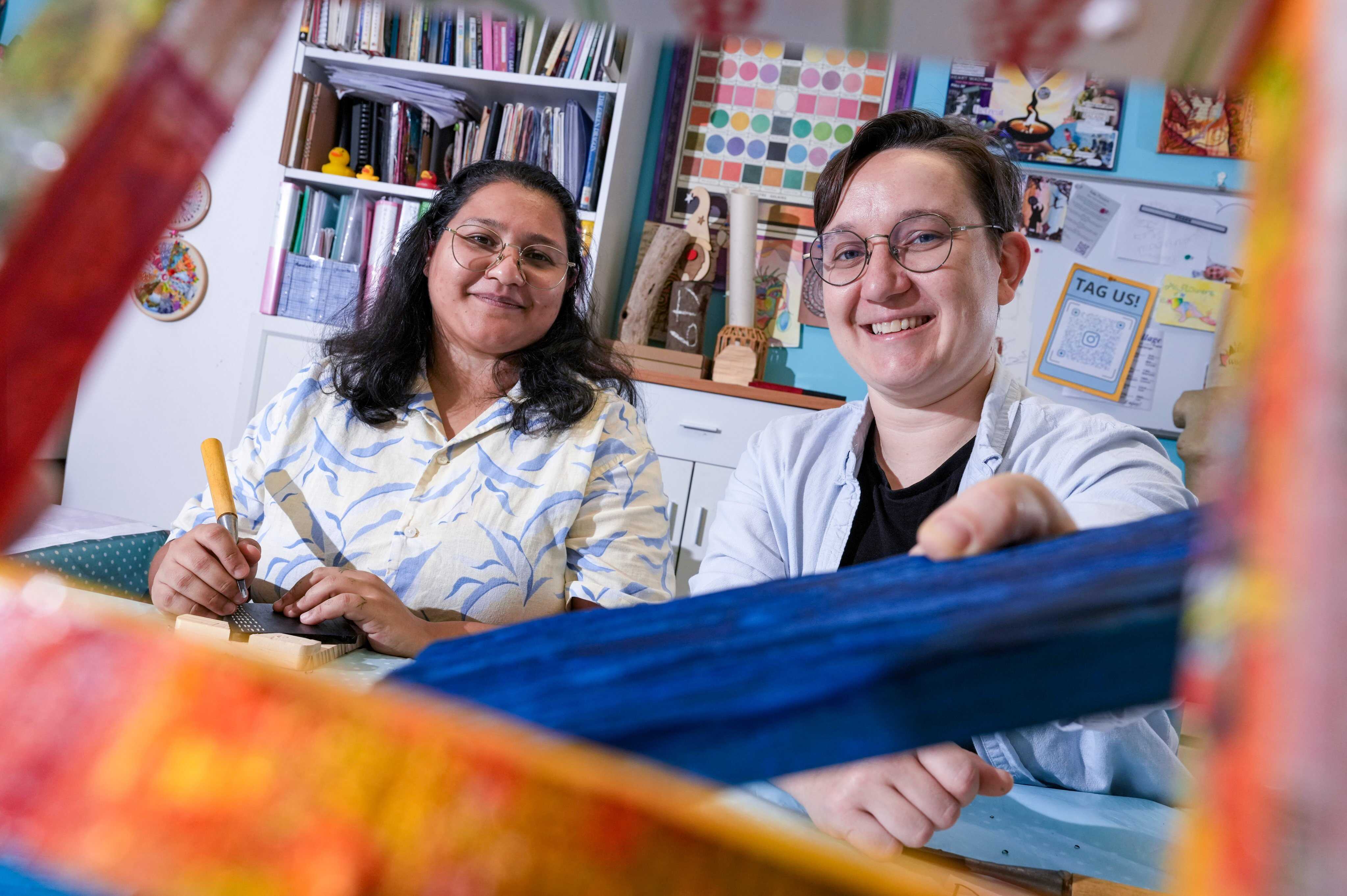 Sne Roy (left), director of programmes, and Emmy Sandt, head carpenter, both found woodwork deeply “therapeutic”, which inspired them to merge it with wellness. Photo: Dickson Lee