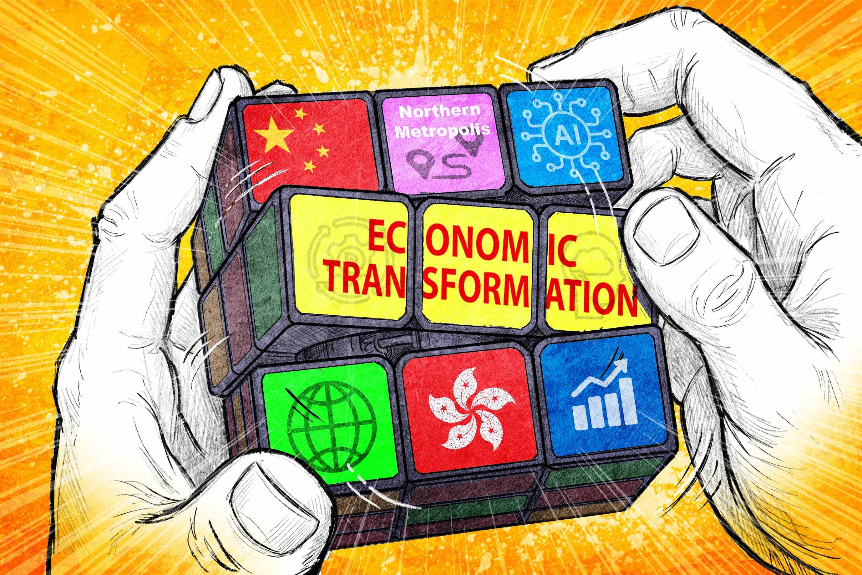 Beneath Hong Kong’s big economic dreams, what’s the reality? Illustration: Henry Wong