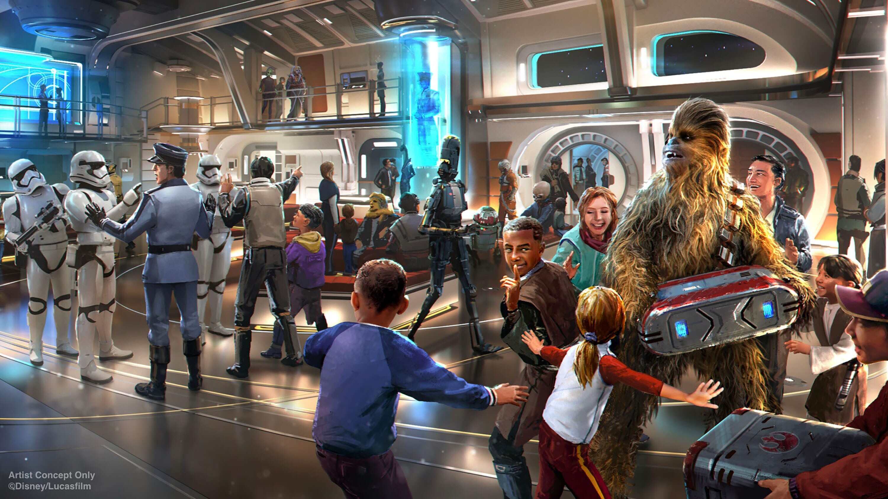 Star Wars: Galactic Starcruiser will be a two-day, two-night immersive experience that weaves storylines from the Star Wars universe, including rides at Disney's Hollywood Studios. Photo: TNS