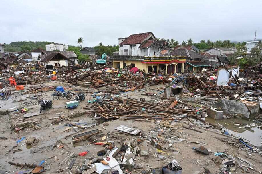 The ruins of Sumber Jaya village in Indonesia’s Banten province on Tuesday, three days after a tsunami hit the west coast of Indonesia's Java island. 