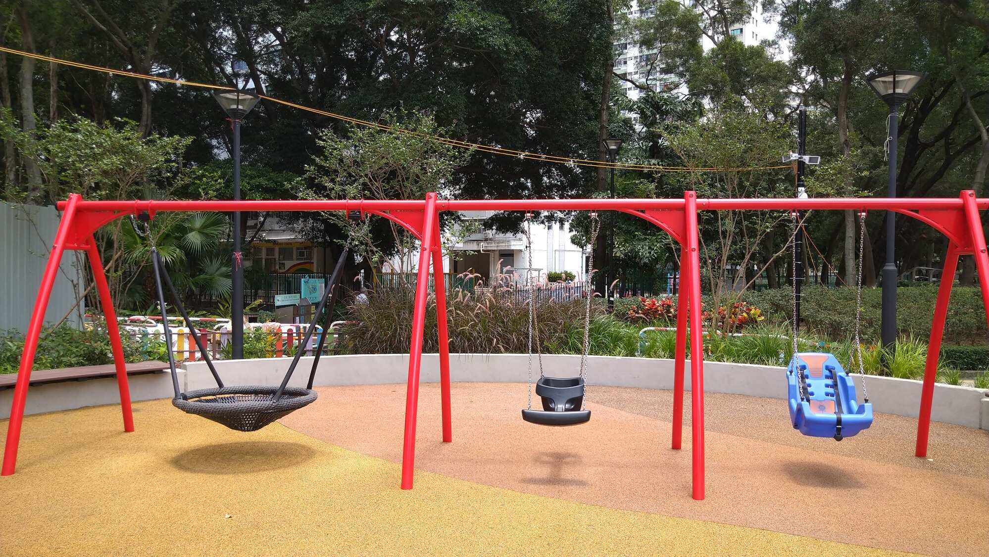 The barrier-free play space in Tuen Mun Park has three types of special swings. Photo: Mr Swing