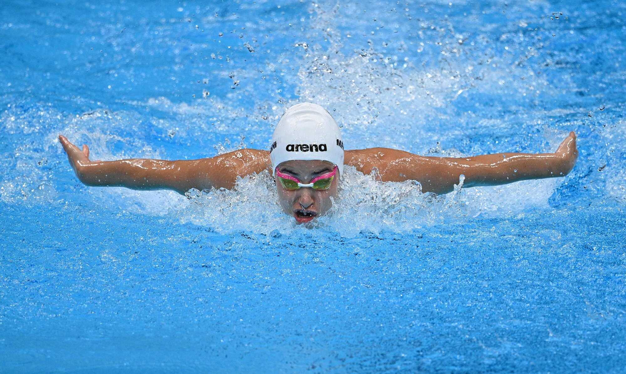 In this file photo taken on July 24, 2021, refugee Olympic Team’s Yusra Mardini competes in a heat for the women’s 100m butterfly swimming event during the Tokyo 2020 Olympic Games. Photo: Agence France-Presse