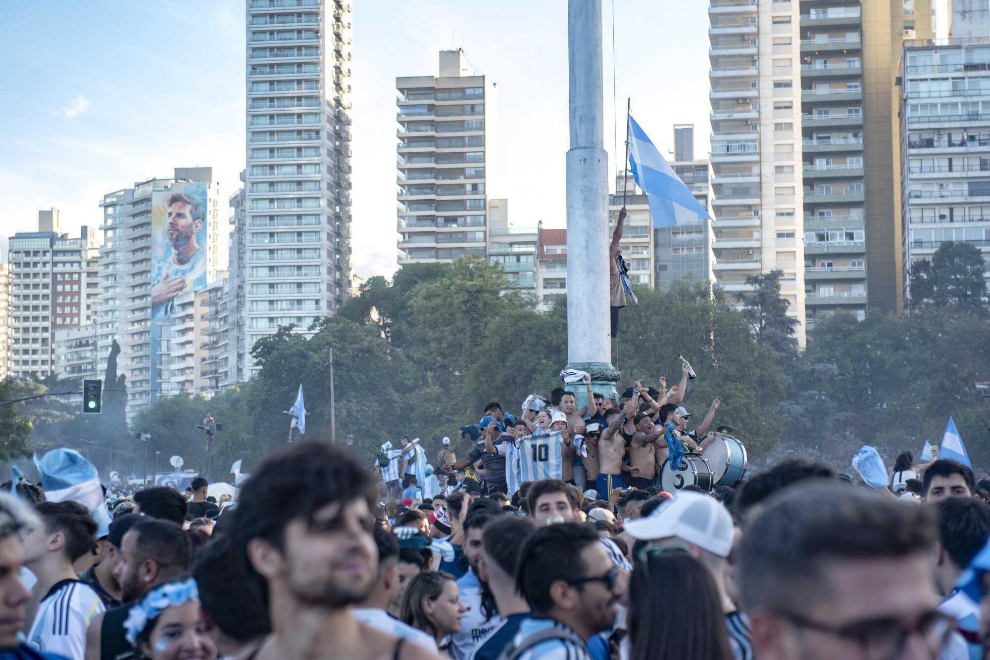 Argentina supporters in Rosario, Lionel Messi’s hometown, celebrate after winning the World Cup. Photo: EPA-EFE
