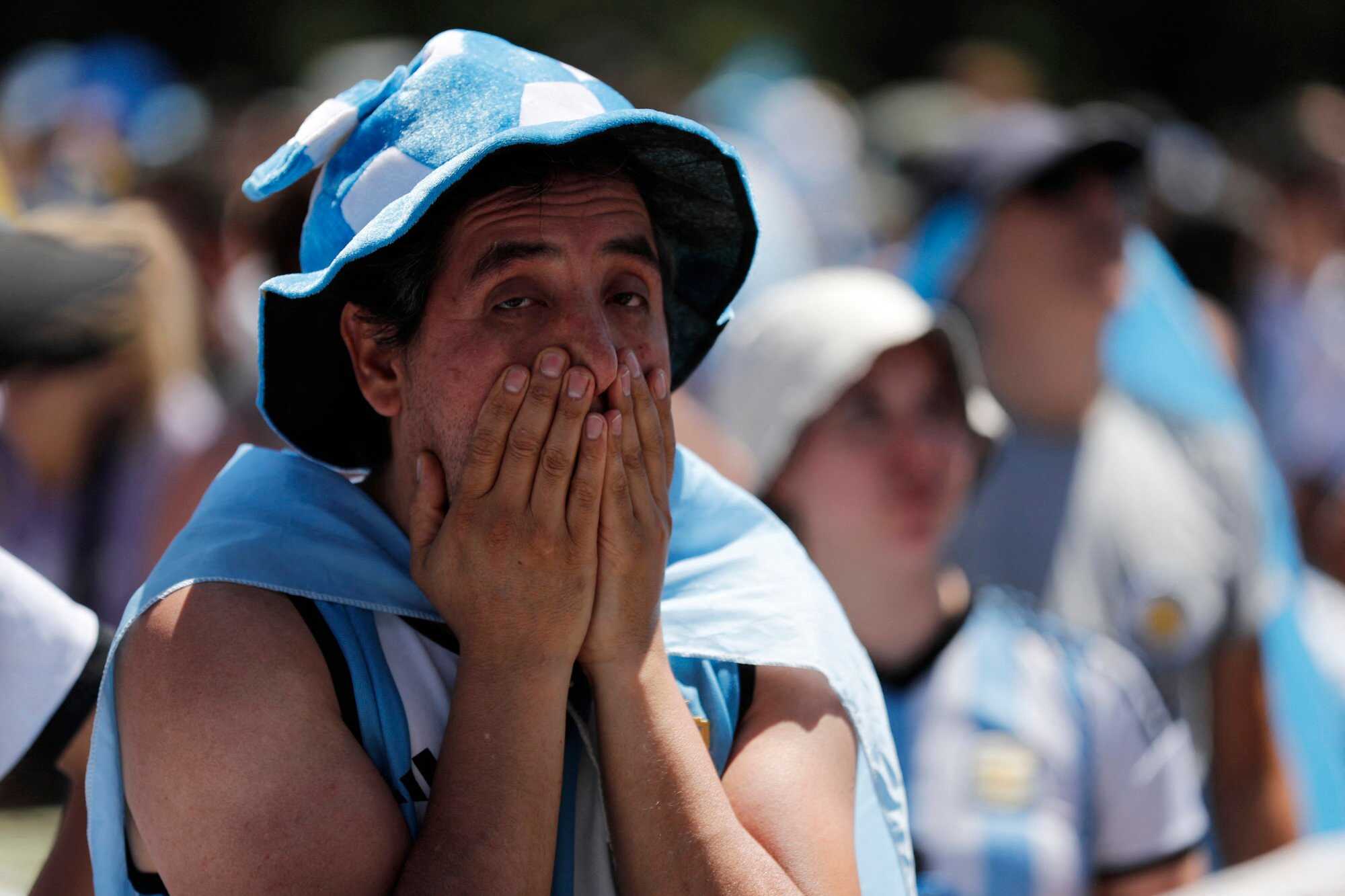 Fans in Buenos Aires watch the World Cup final match. Photo: Reuters