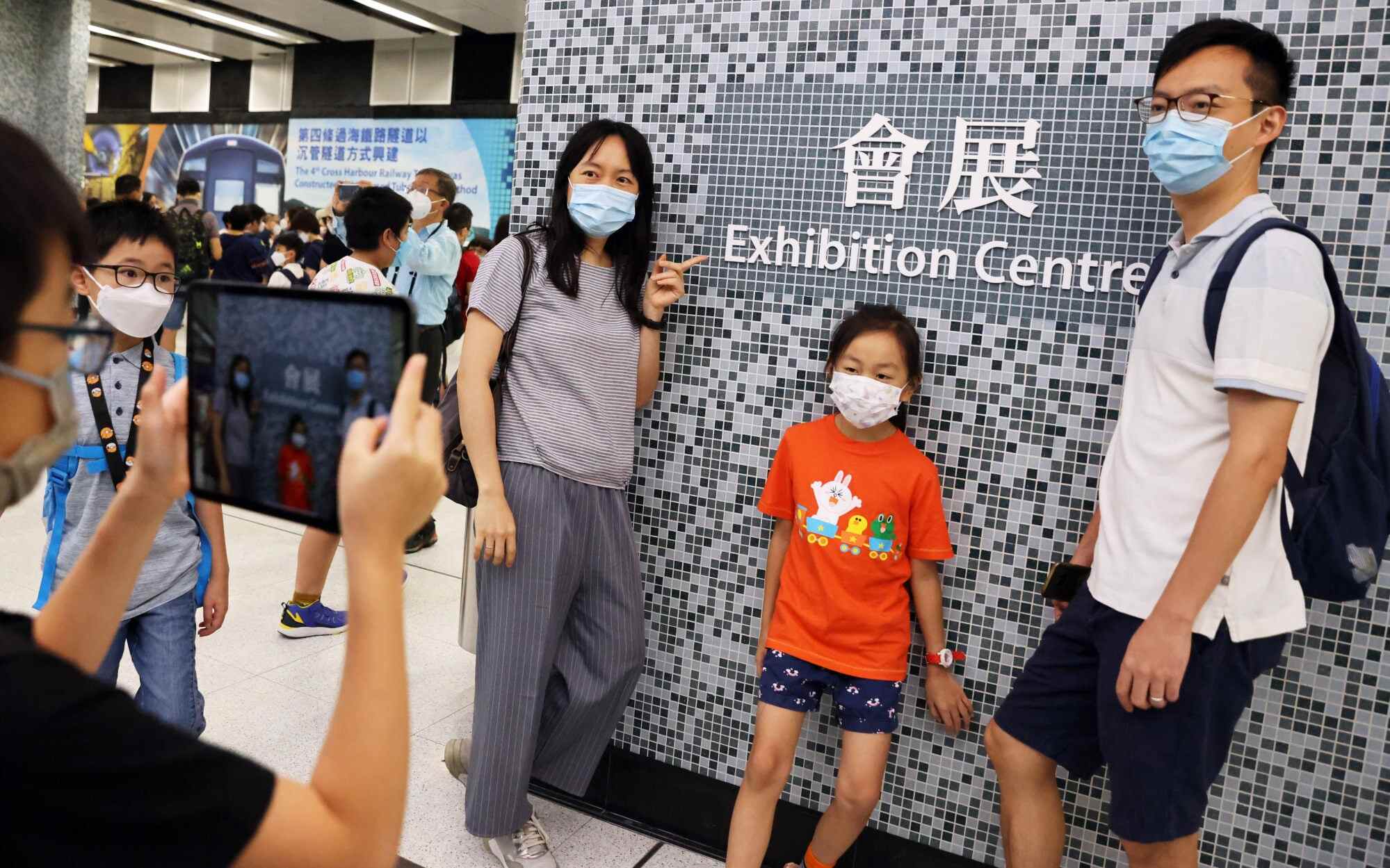 The MTR also opened a new station, Exhibition Centre, which features artwork and exhibits. Photo: Nora Tam
