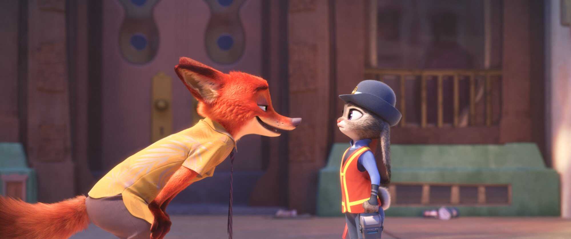 Nick Wilde and Judy Hopps in a scene from Zootopia. Photo: Film Online