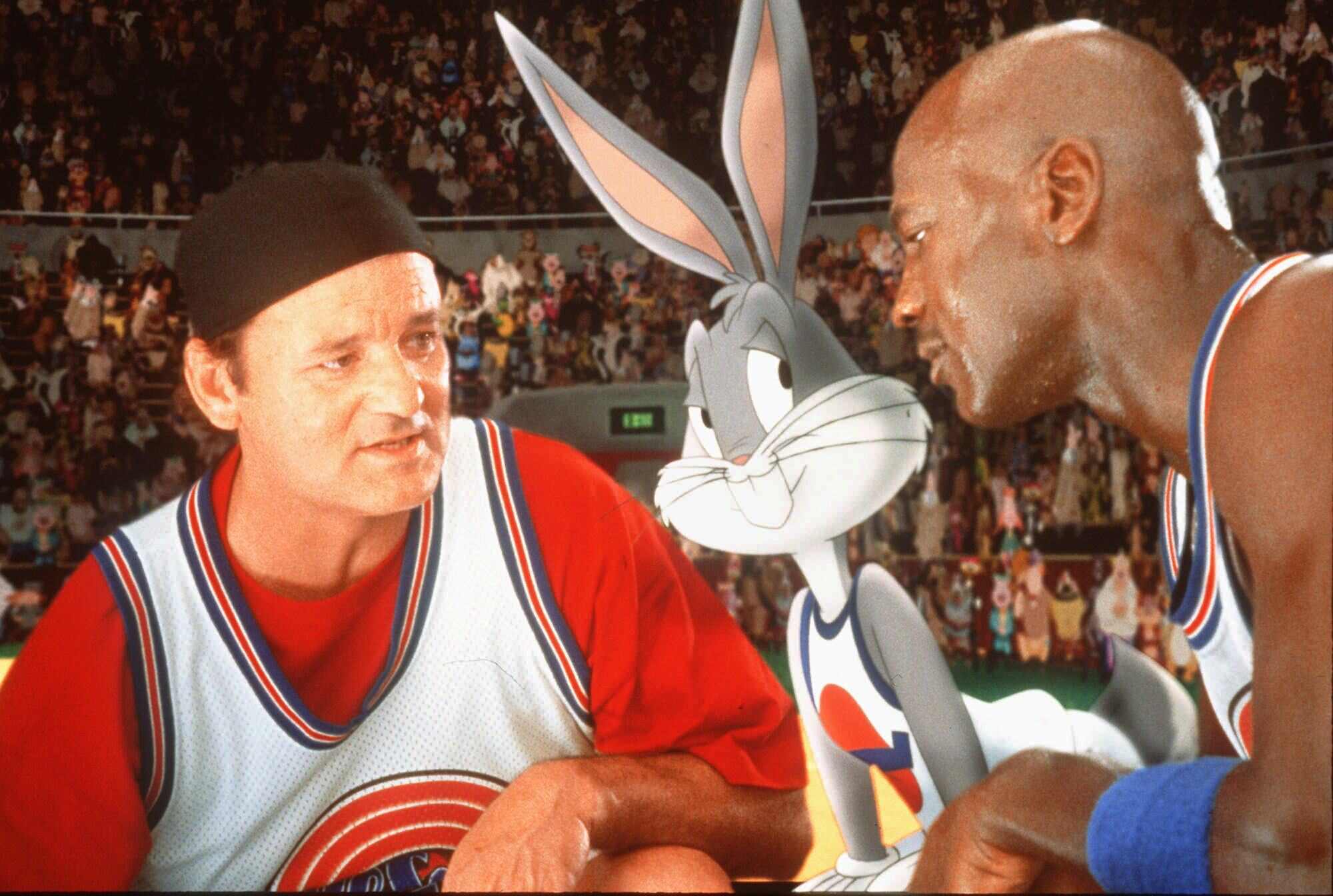 Bill Murray, Bugs Bunny, and Michael Jordan in a scene from “Space Jam”. Photo: AP/ Warner Bros