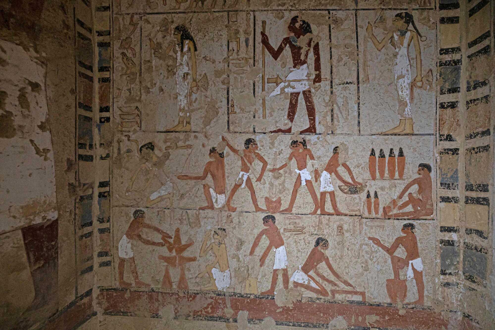 The view inside the recently discovered tomb at the Saqqara archaeological site, south of Cairo, Egypt, on January 26, 2023. The vast burial site at the ancient Egyptian capital Memphis, a Unesco World Heritage site, is home to more than a dozen pyramids. Photo: Khaled Desouki/AFP