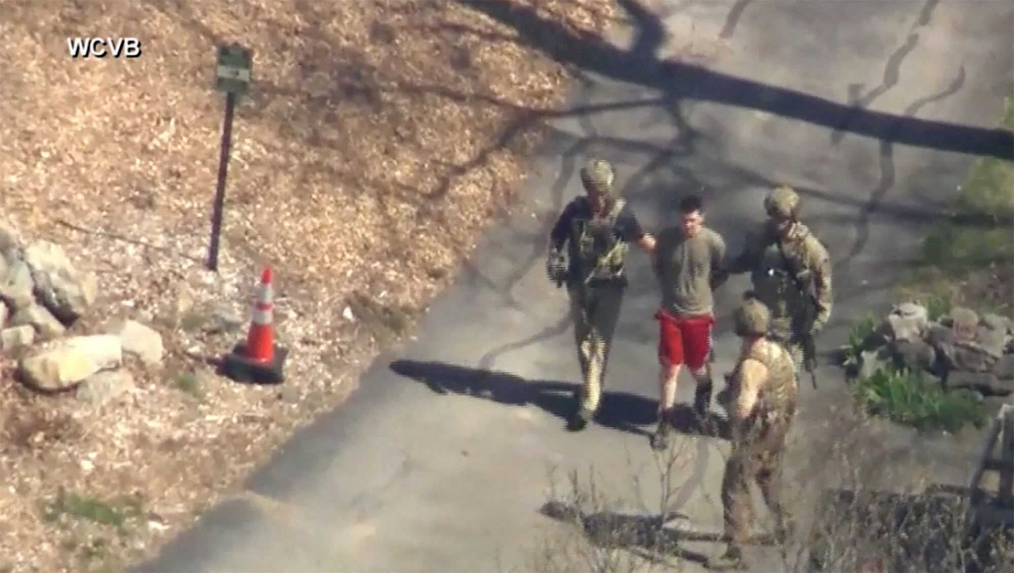 FBI agents take Teixeira into custody. Photo: WCVB-TV via ABC via Reuters