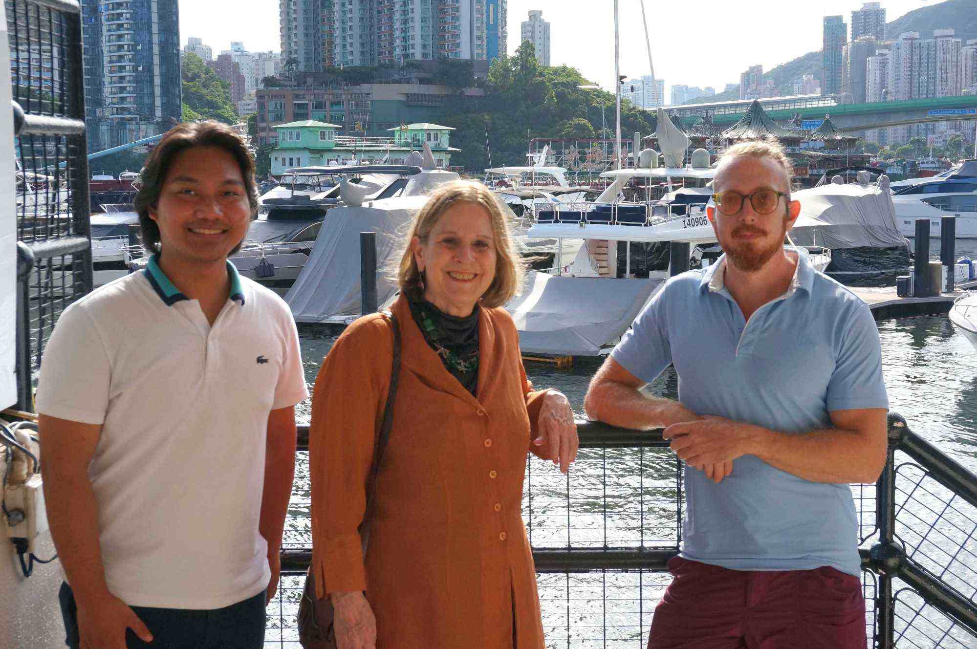 Handrich Hernando (from left), Dr Jadis Blurton and boat captain Johnson Stanley have been part of The Harbour School’s seaweed farming project. Photo: Hazel Luo
