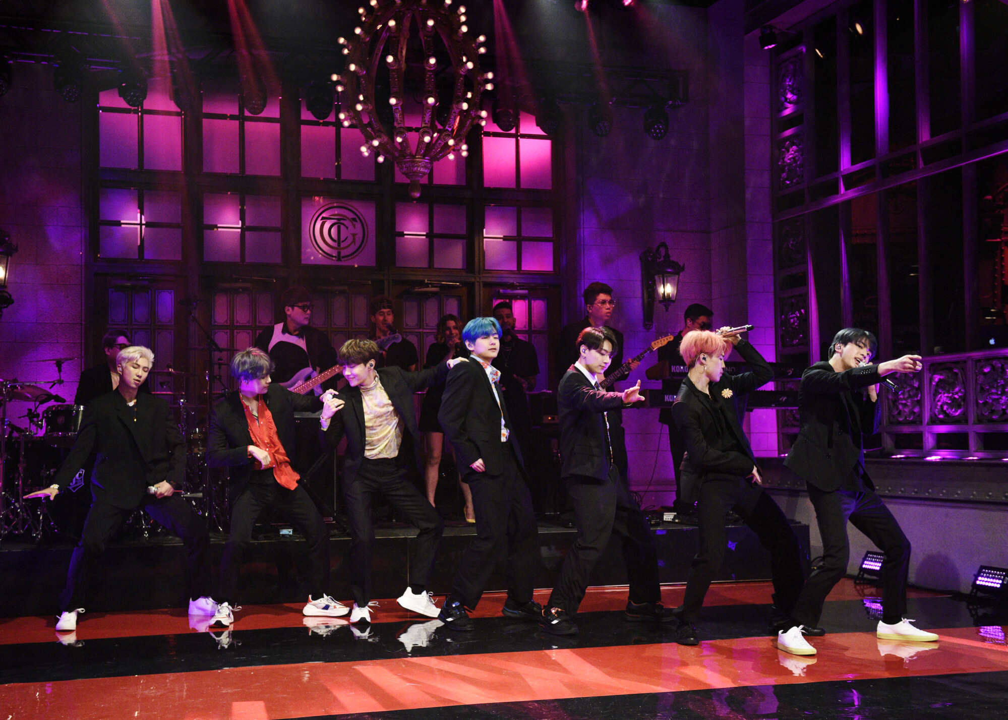 BTS performs “Boy With Luv” on Saturday Night Live in April 2019. Photo: NBCU Photo Bank/NBCUniversal via Getty Images