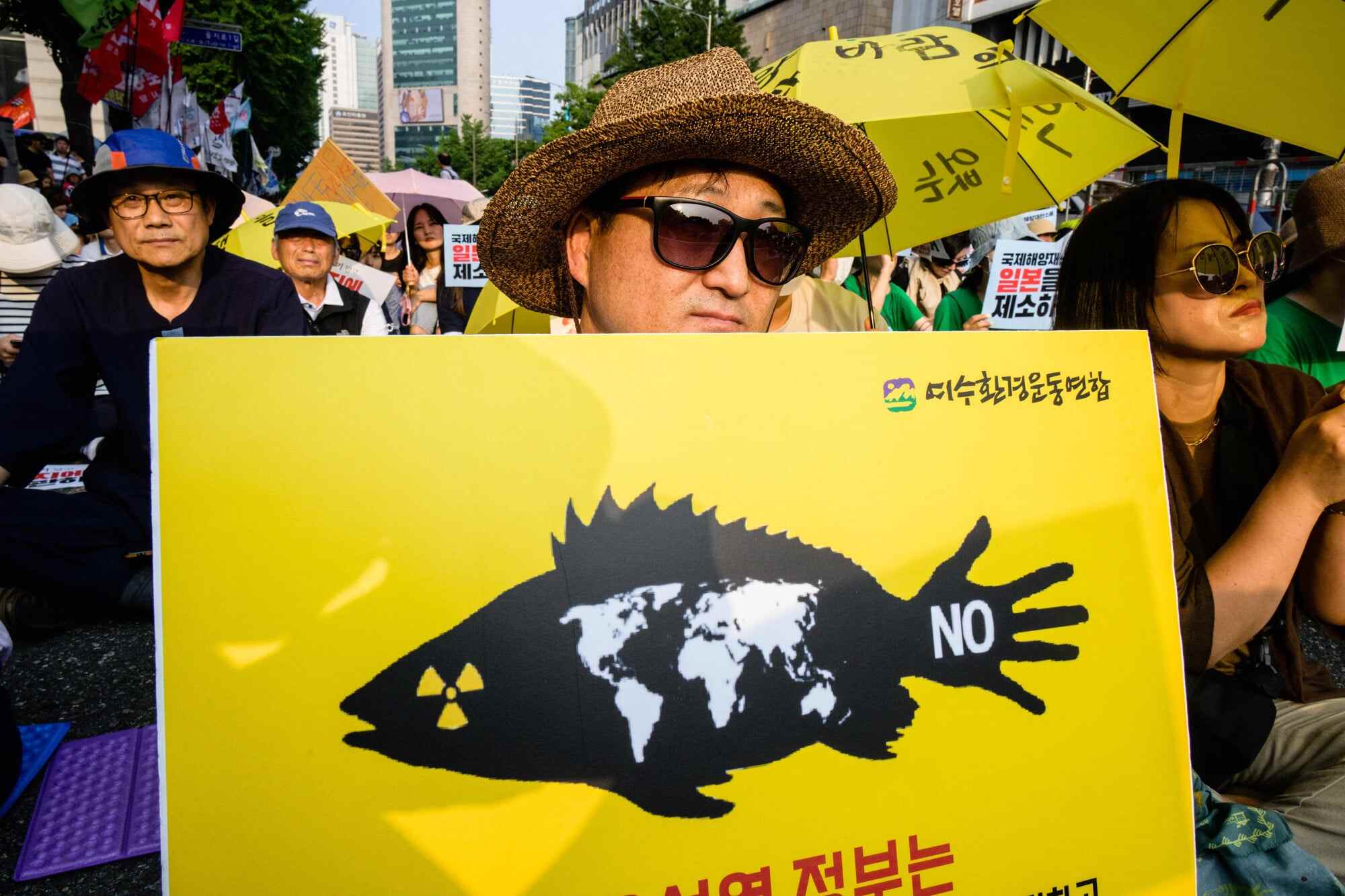 Activists gather to protest against a planned release of water from the Fukushima-Daiichi nuclear plant in Seoul, South Korea on June 24, 2023. Photo: AFP via Getty Images/TNS