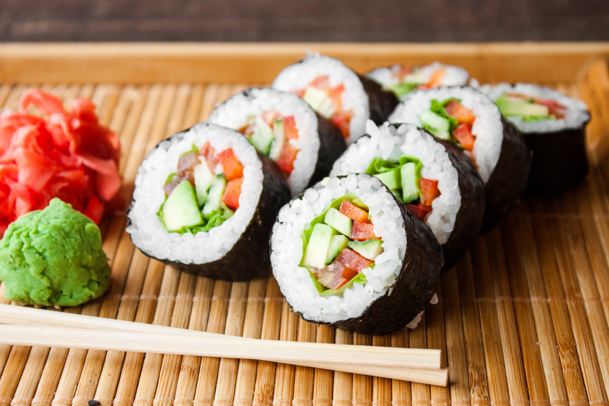 Try different vegetable fillings in your sushi rolls! Photo: Shutterstock