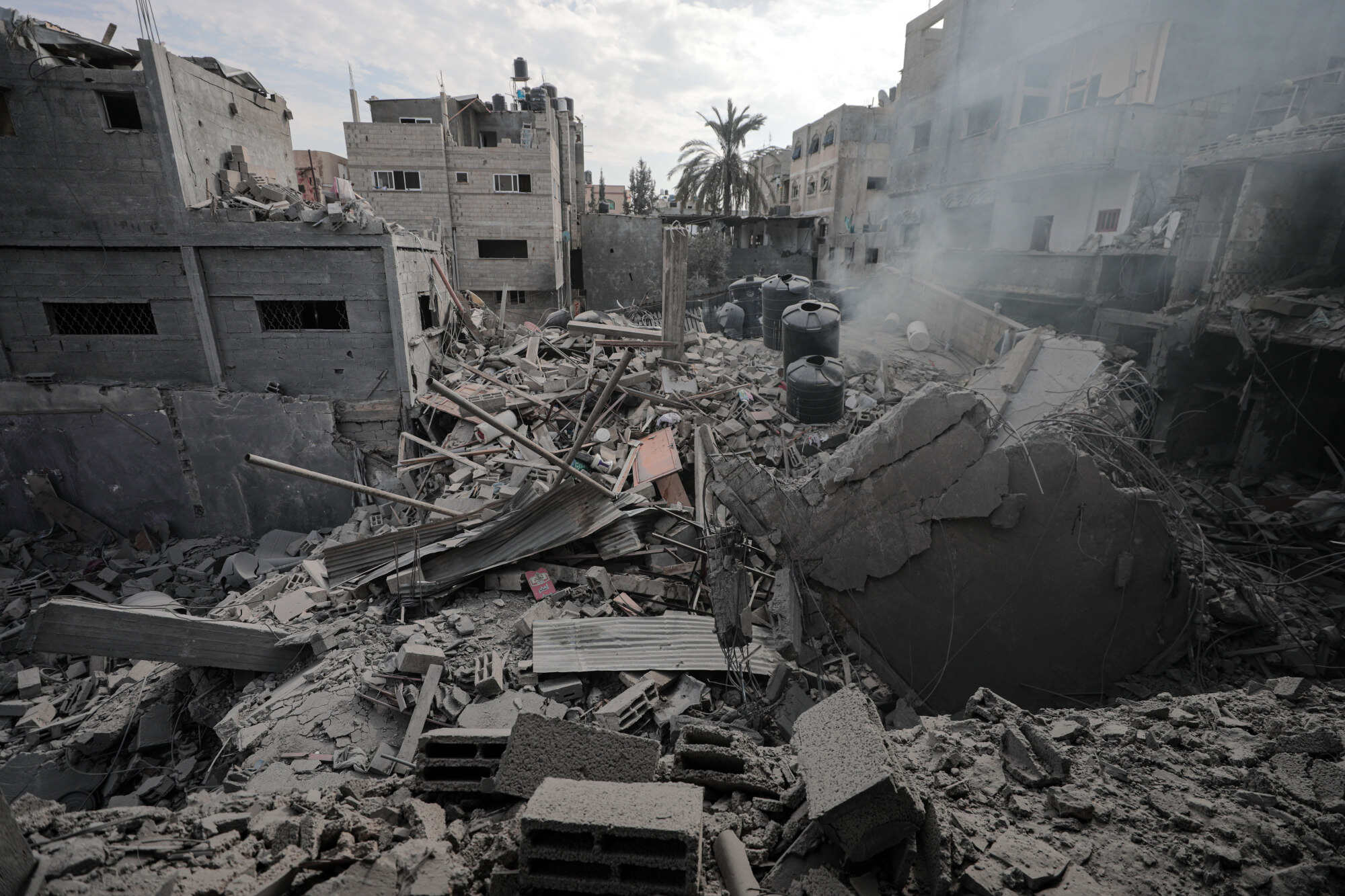 This photo from November 13, 2023 shows the rubble of buildings destroyed in an Israeli bombing at Bureij refugee camp in central Gaza Strip. Photo: Xinhua