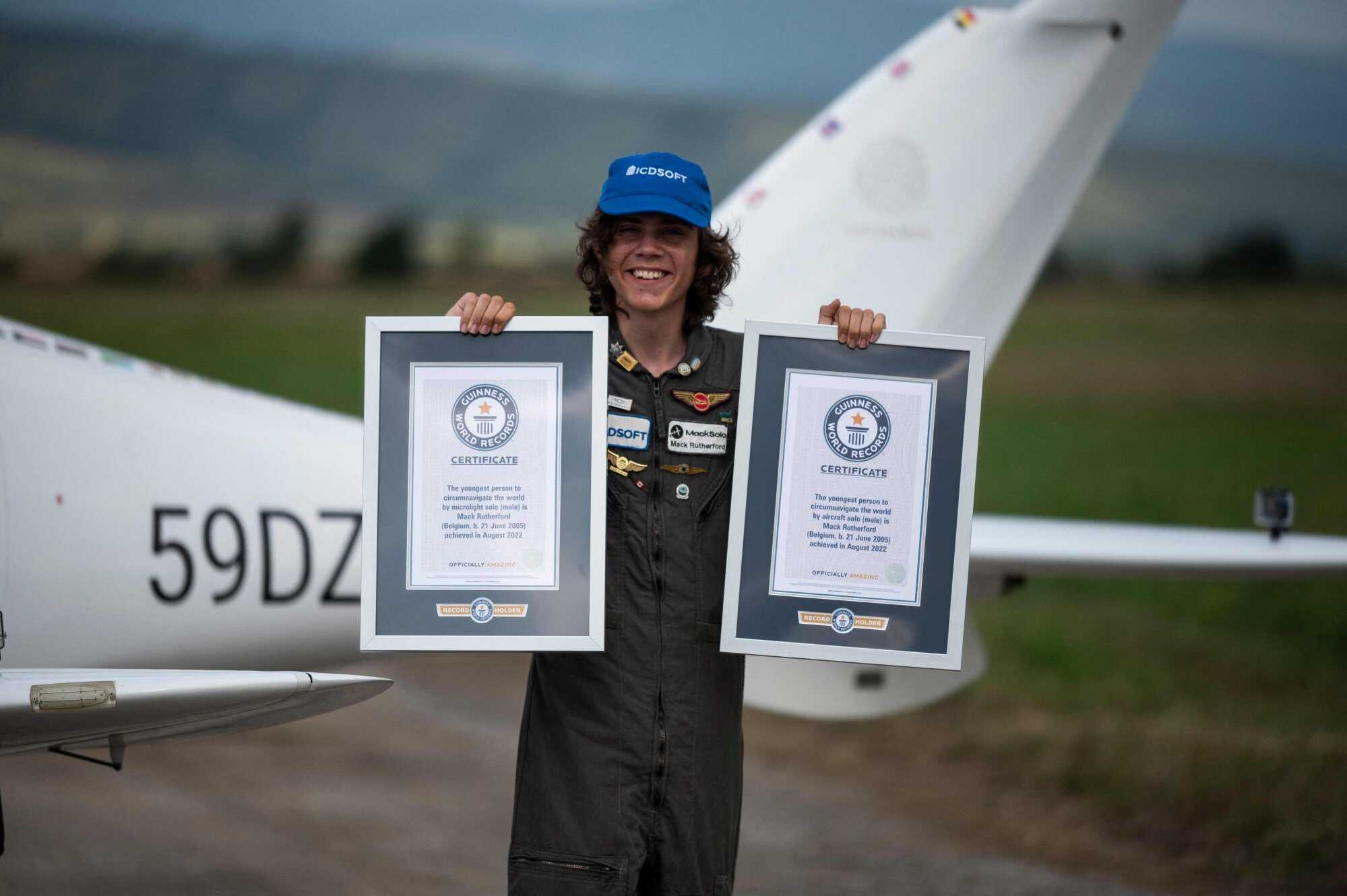 Mack Rutherford is the youngest person to fly solo around the world. Photo: AFP