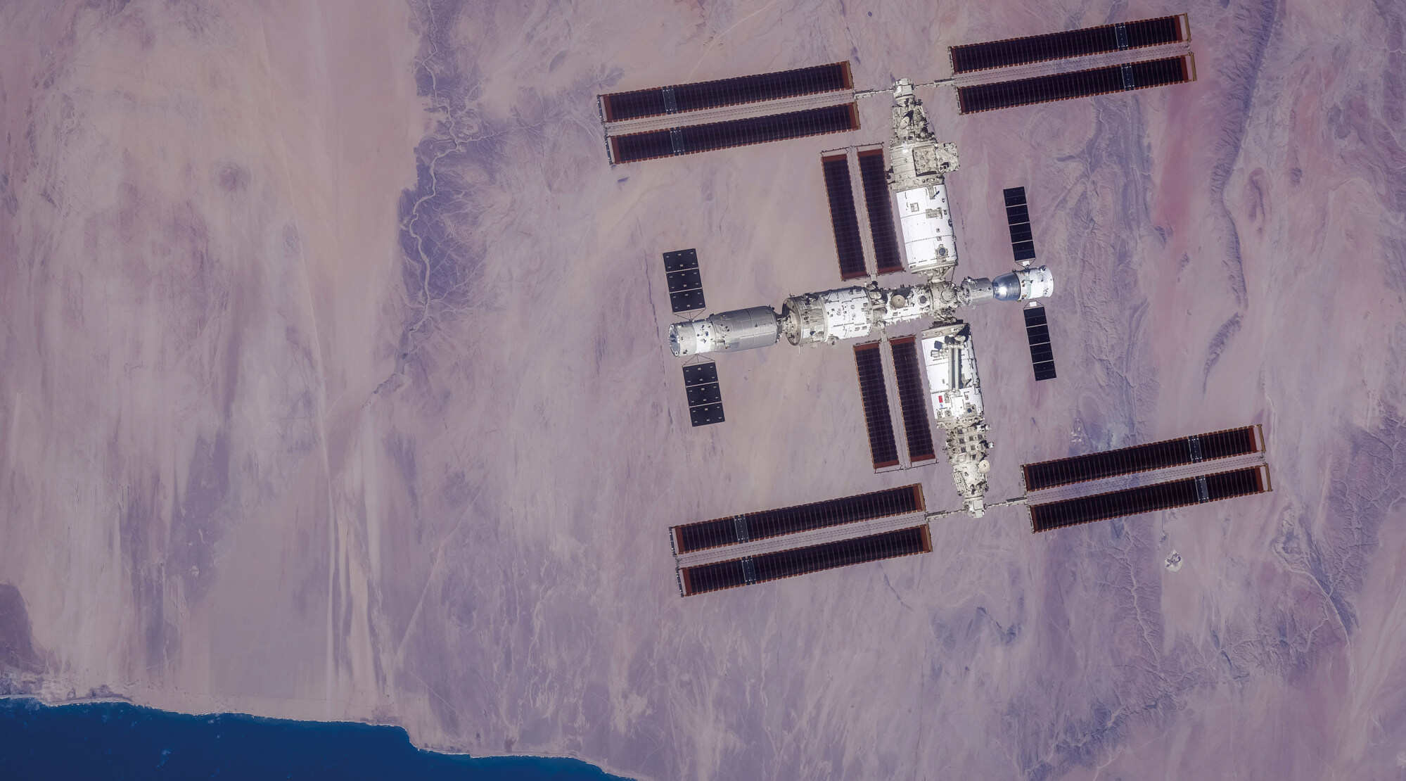 View of the Chinese Tiangong Space Station from Shenzhou16. Photo: CMSA