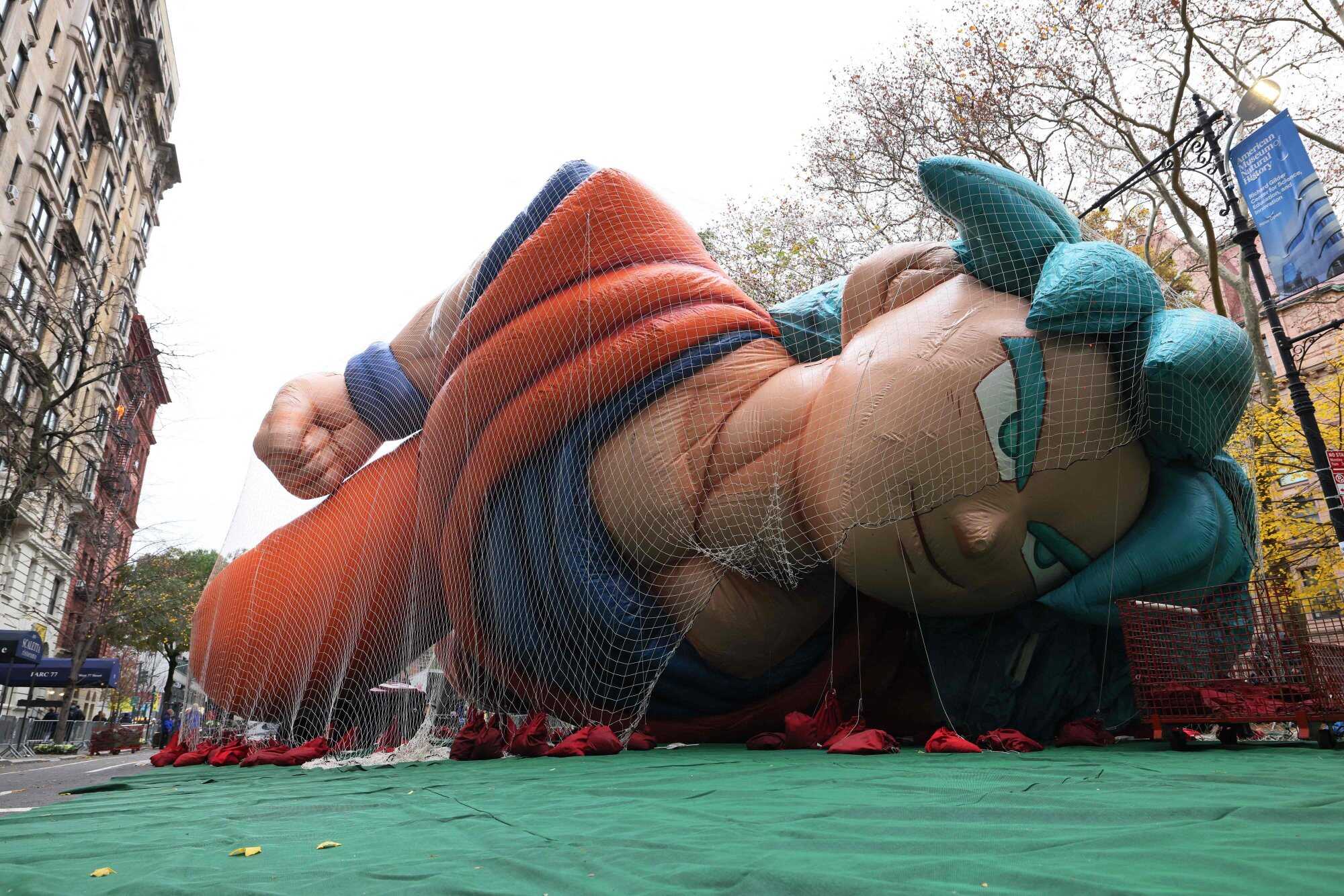 An inflated balloon at the Macy’s Thanksgiving Day Parade in New York City. Photo: Getty Images via AFP