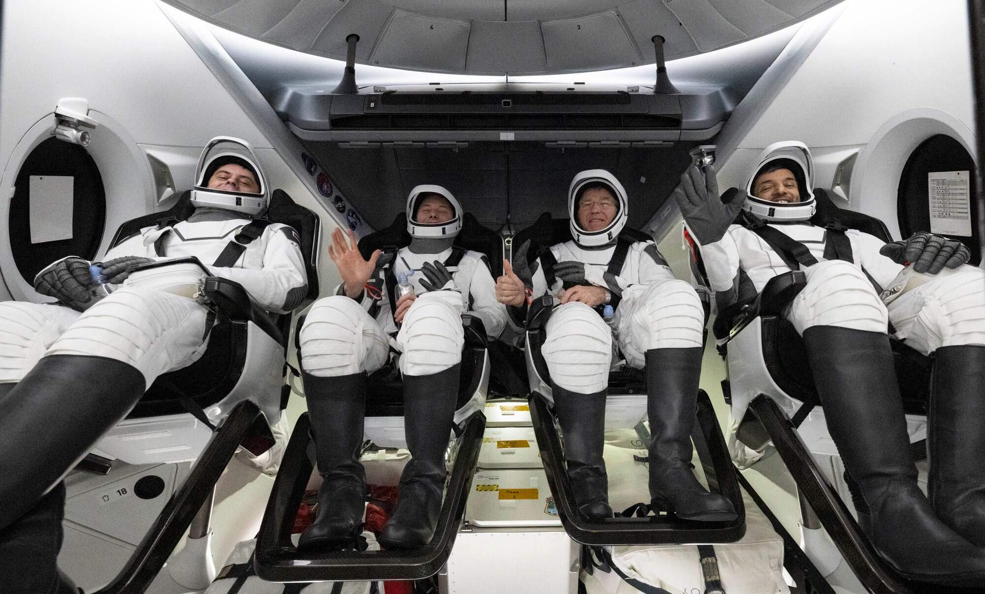 This photo shows astronauts after they landed back on Earth from a six-month stay at the International Space Station. Photo: Nasa via AP