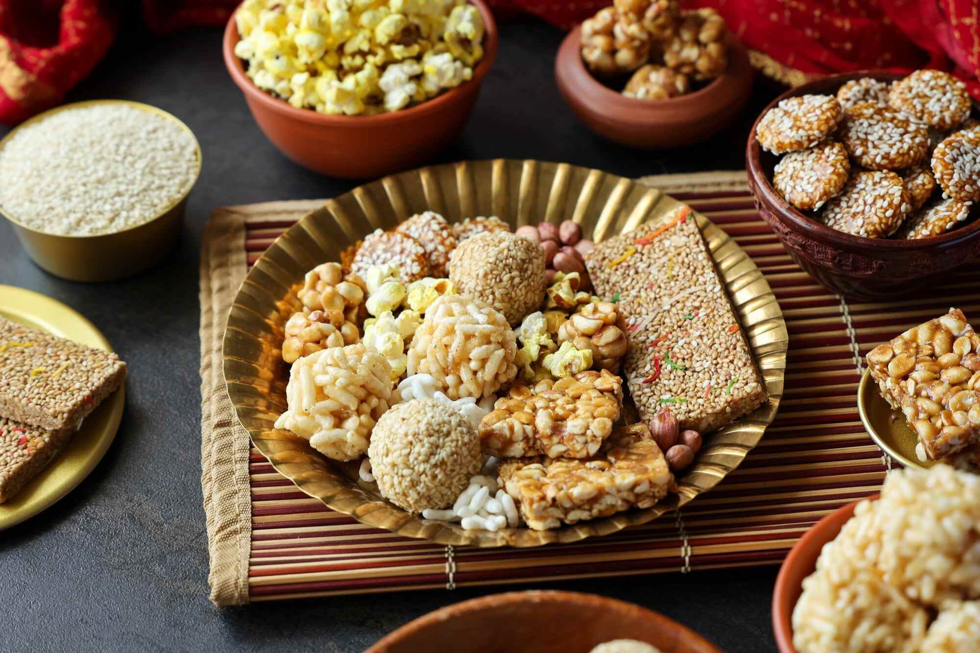 A traditional food item associated with the festival is “chikki”, a sweet that is generally made from sesame seeds, peanuts and jaggery. Photo: Shutterstock