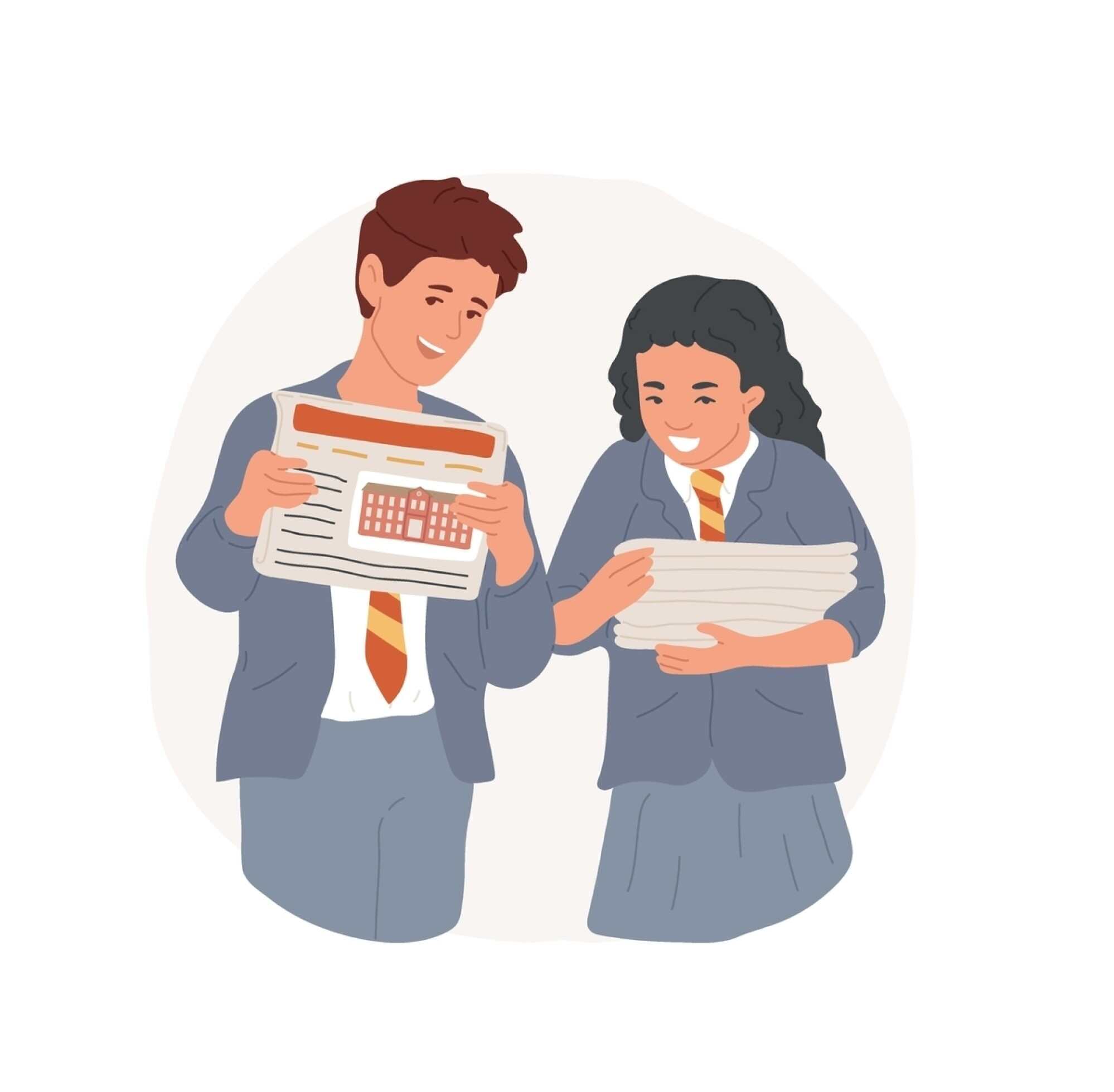 Work with your friends to create a school newspaper! Illustration: Shutterstock