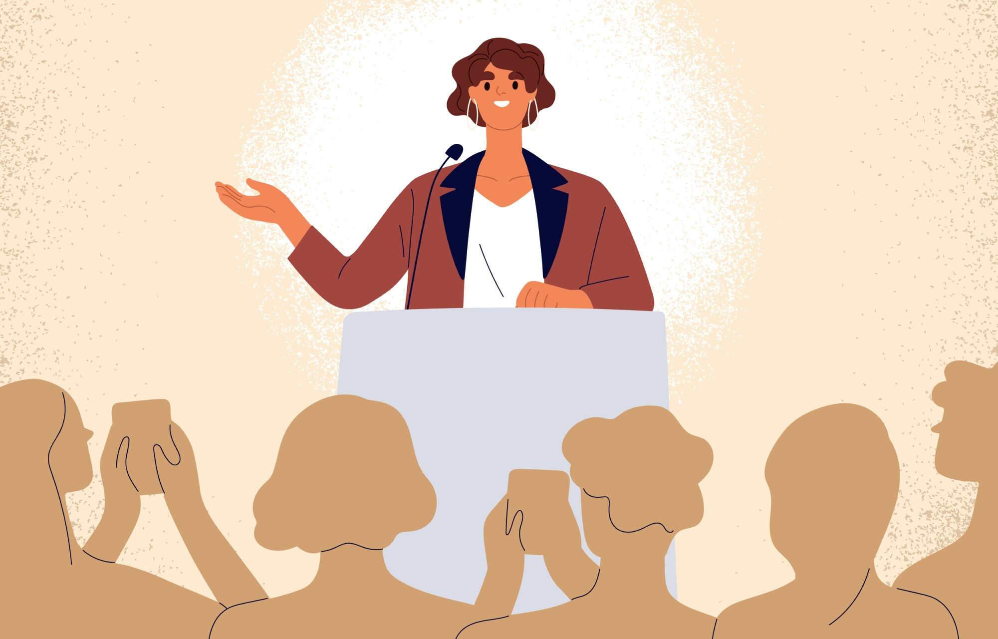 Stand up straight and maintain eye contact with your audience. Photo: Shutterstock