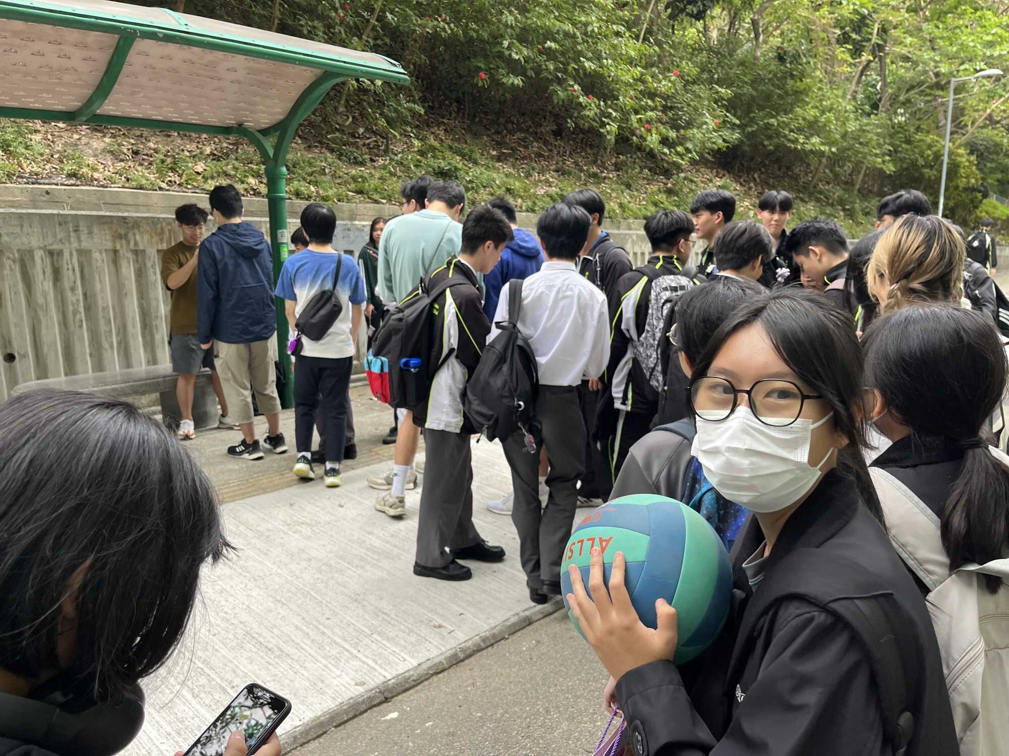 Participants eager to take part in Kevin’s scavenger hunt gather near Po Hong Park in Tseung Kwan O. Photo: Kelly Fung
