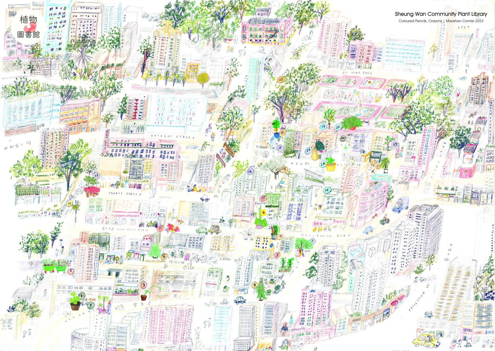 The Sheung Wan community map shows the locations of different plants in the neighbourhood. Photo: Handout