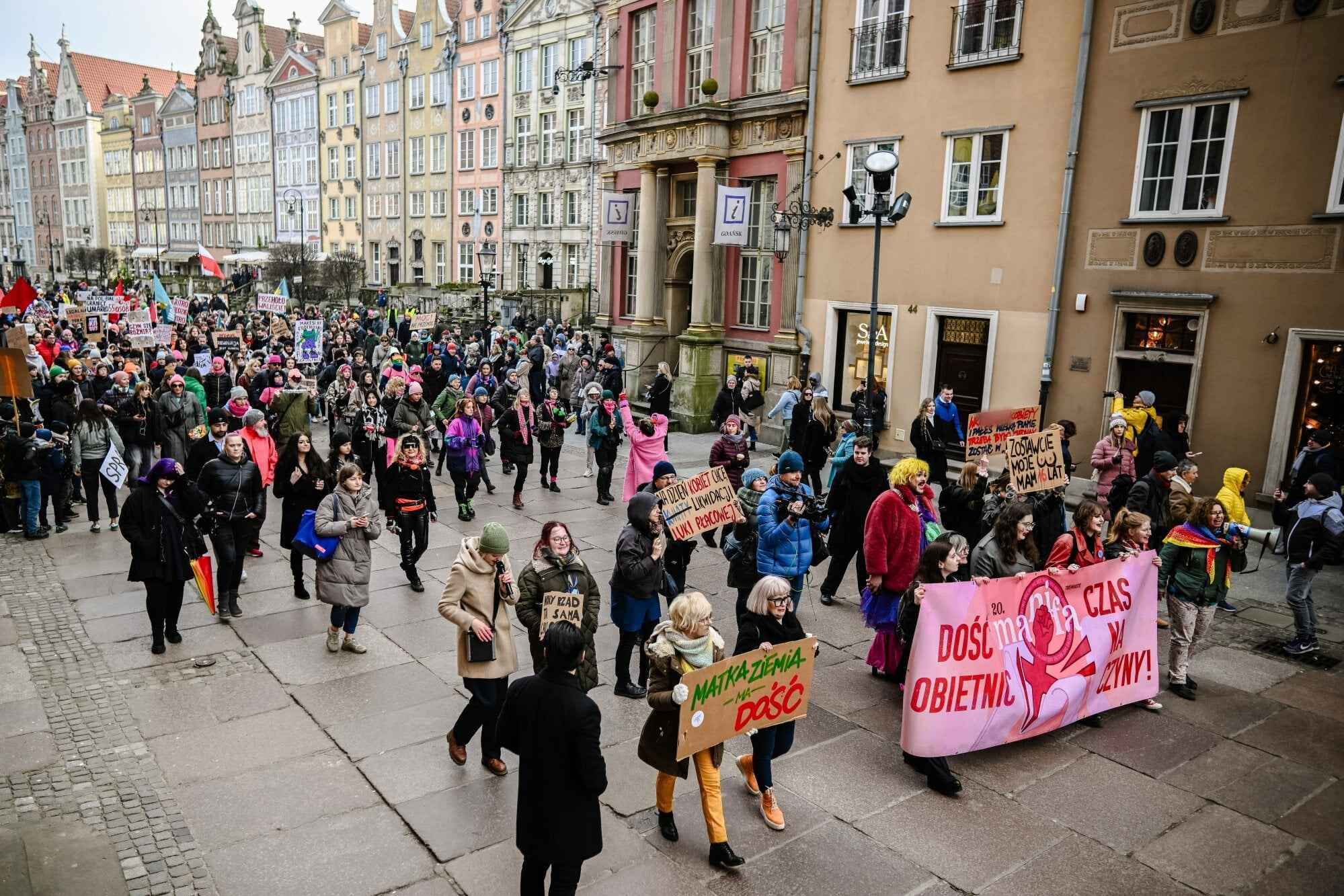 Protesters march in Poland last week, one day after International Women’s Day, to bring attention to issues such as gender equality, abuse and violence against women and girls. Photo: EPA-EFE