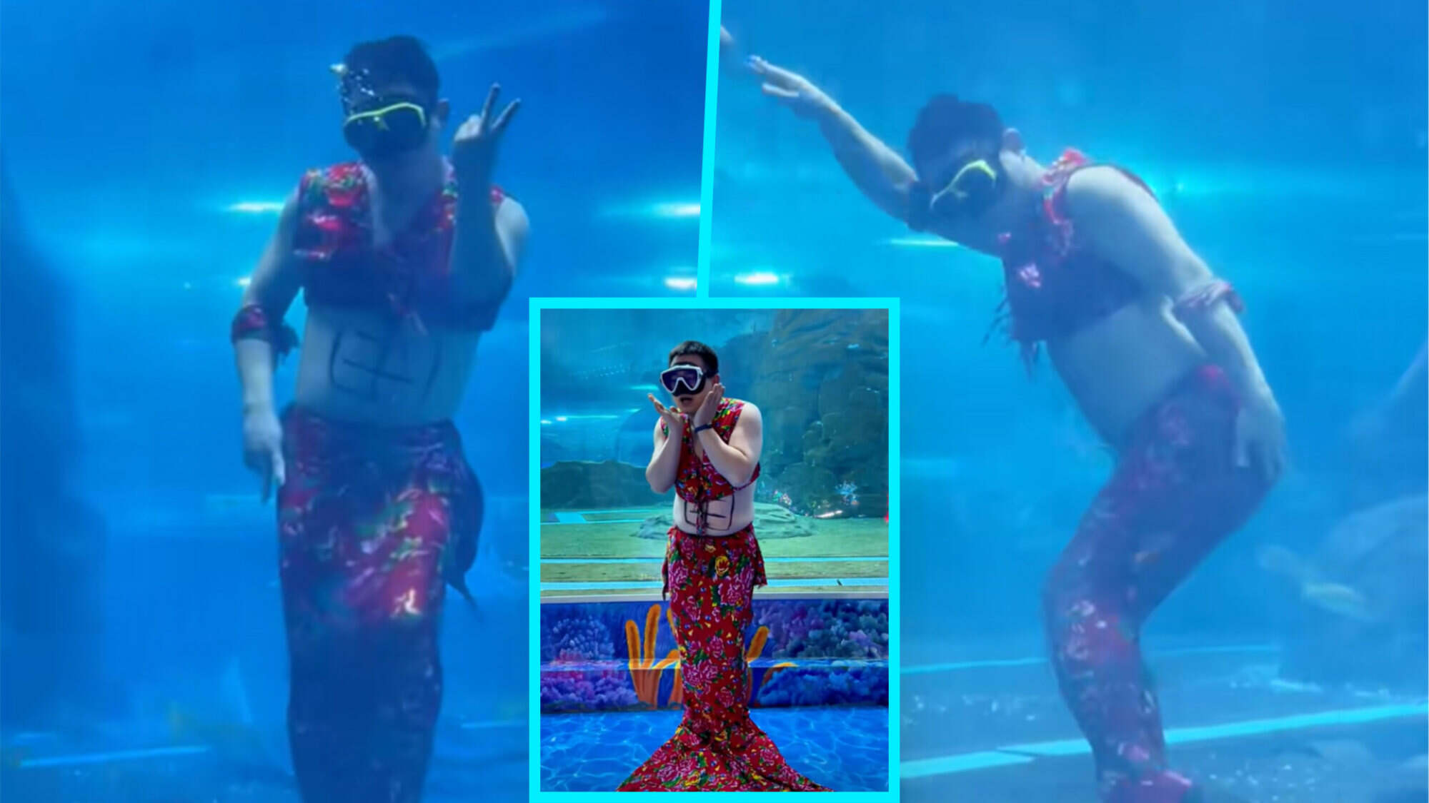 A man in a mermaid show has become an overnight sensation. Photo: SCMP composite/Douyin