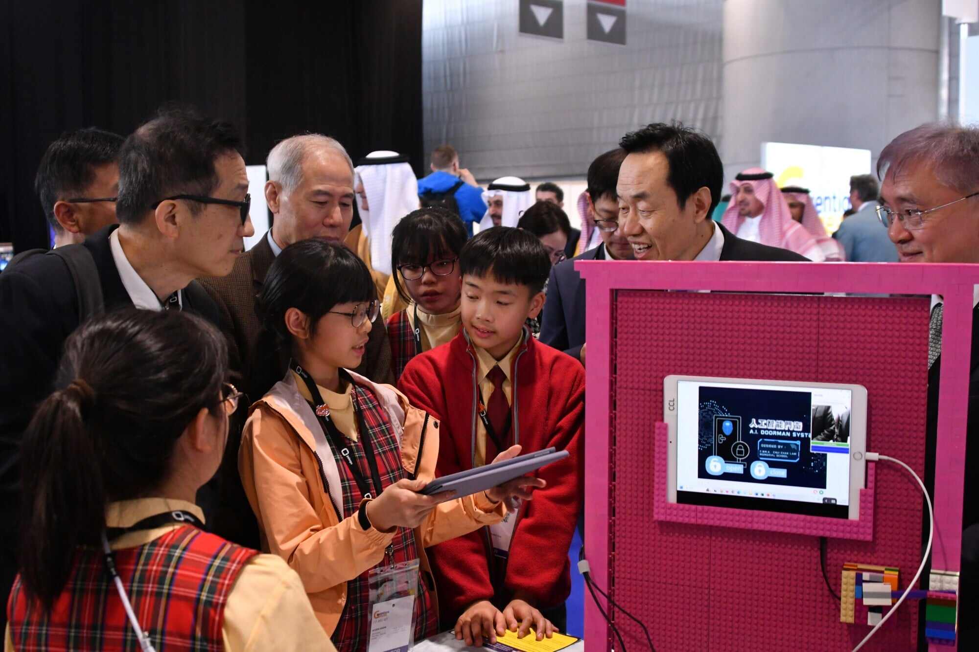 Students from C&MA Chui Chak Lam Memorial School invented the AI Guardian to help dementia patients. Photo: Handout