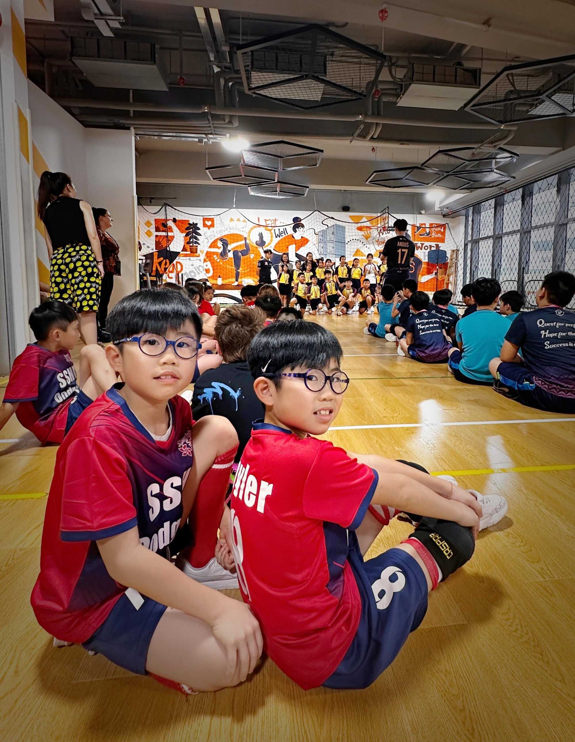 Skyler (left) and his brother Thyler (right) at a dodgeball game. Photo: Handout